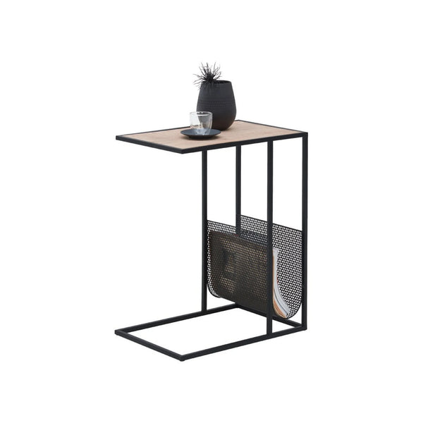 Masuta laterala ALEA, stejar/negru, lemn/metal, 49x33x61 cm