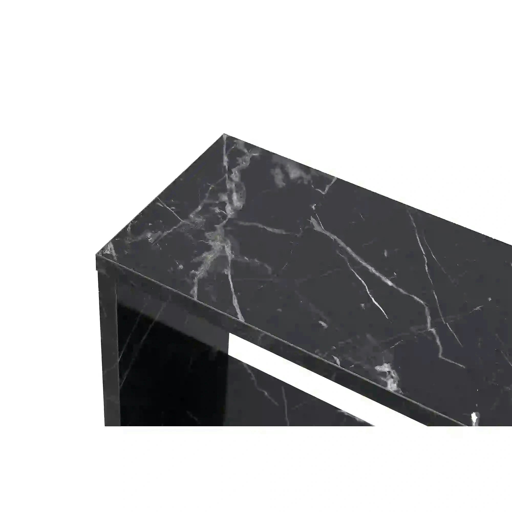 Masuta laterala LIFE, negru cu efect de marmura, PAL melaminat, 60x20x60 cm
