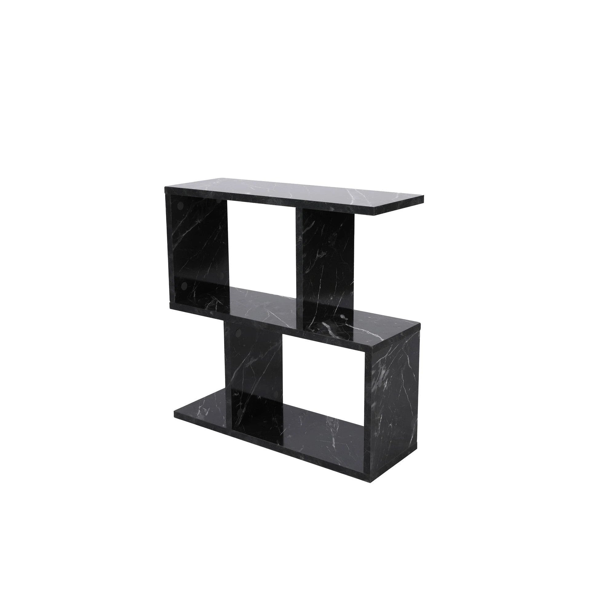 Masuta laterala LIFE, negru cu efect de marmura, PAL melaminat, 60x20x60 cm