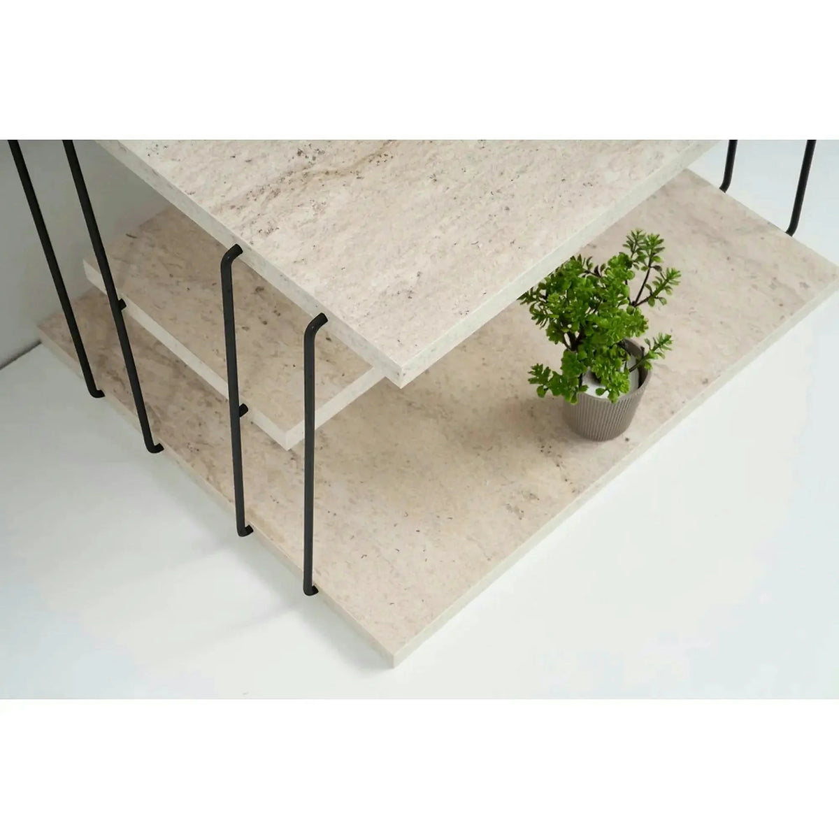 Masuta LIFON, bej/negru, PAL melaminat/metal, 50x40x33 cm