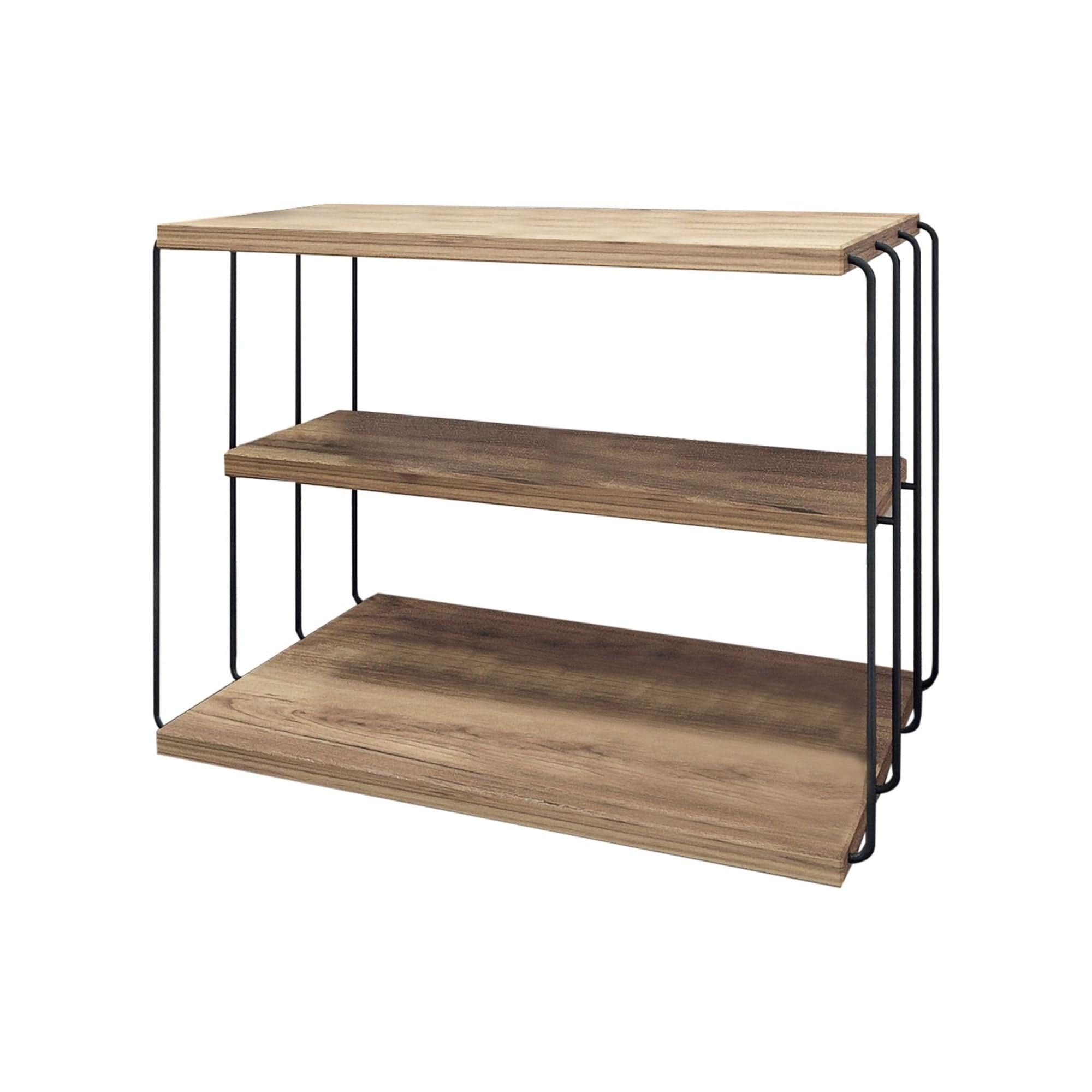 Masuta LIFON, stejar/negru, PAL/metal, 50x34x40 cm