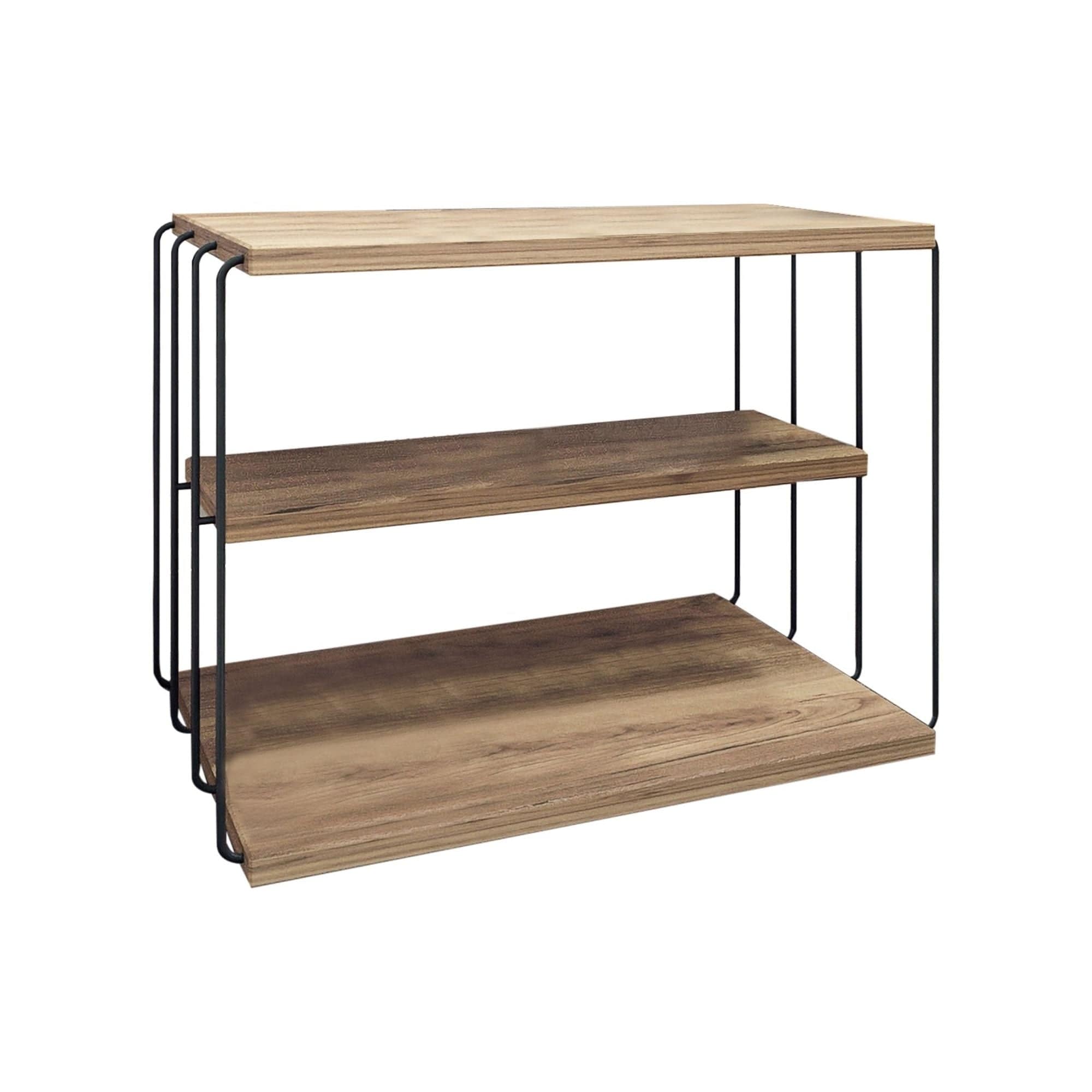 Masuta LIFON, stejar/negru, PAL/metal, 50x34x40 cm