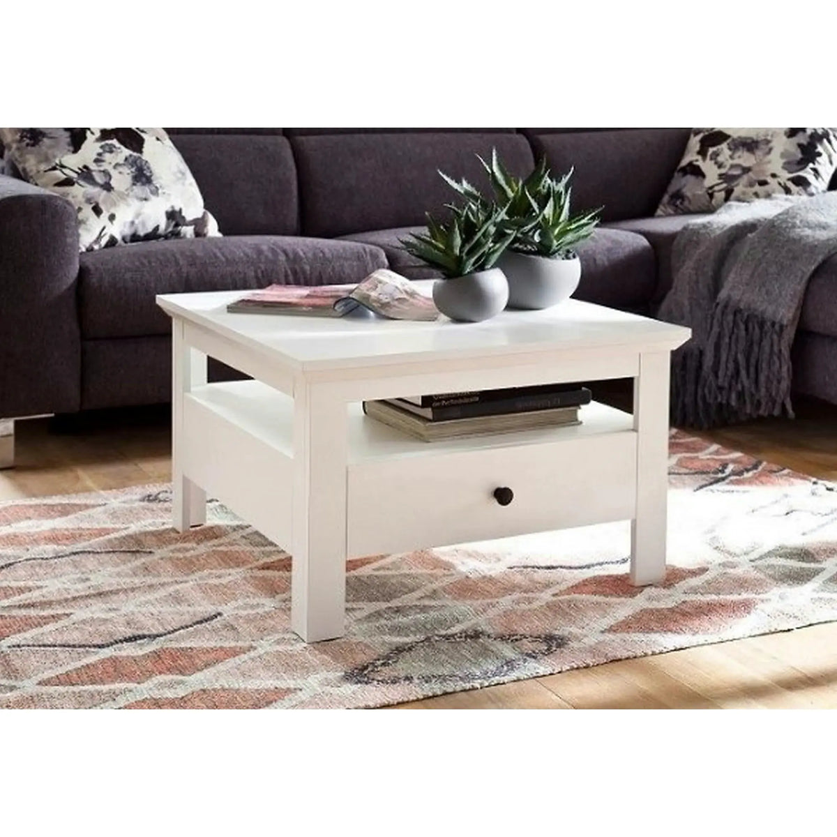 Masuta mica alba BRANDSON, alb, PAL laminat, 70x70x46 cm