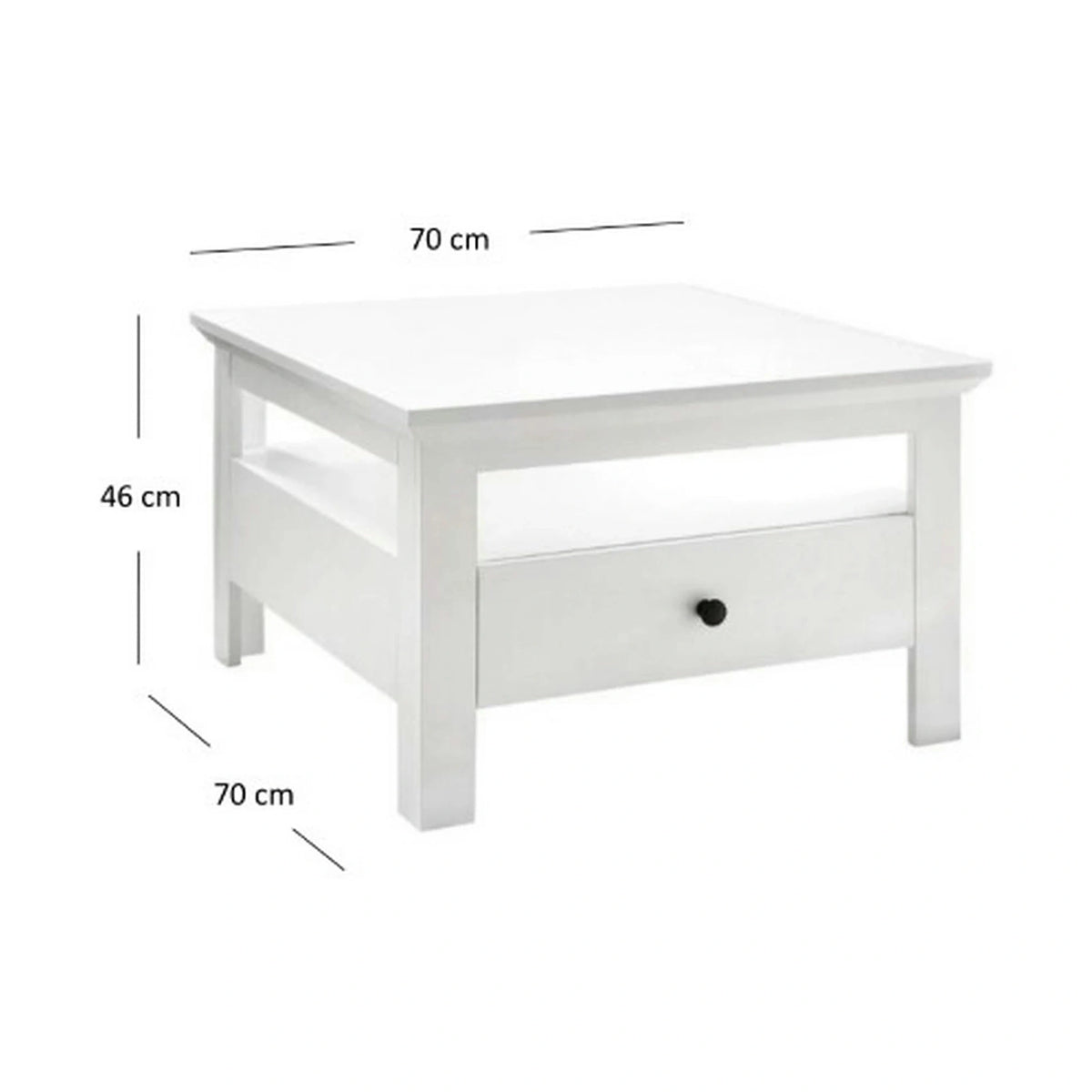 Masuta mica alba BRANDSON, alb, PAL laminat, 70x70x46 cm
