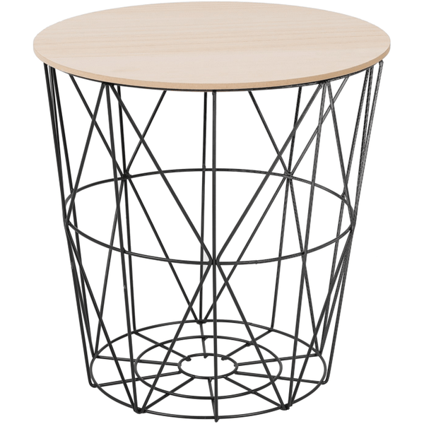 Masuta NANCER TYP 2, negru/stejar deschis, metal, 40x40x34 cm