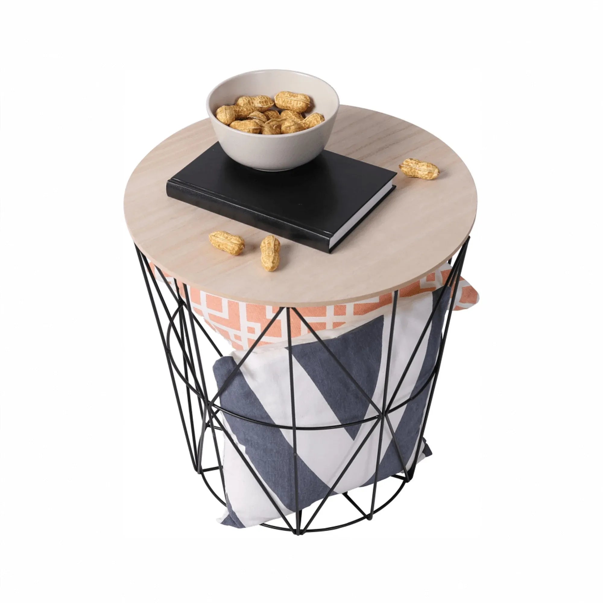 Masuta NANCER TYP 3, stejar deschis/negru, 40x40x48 cm