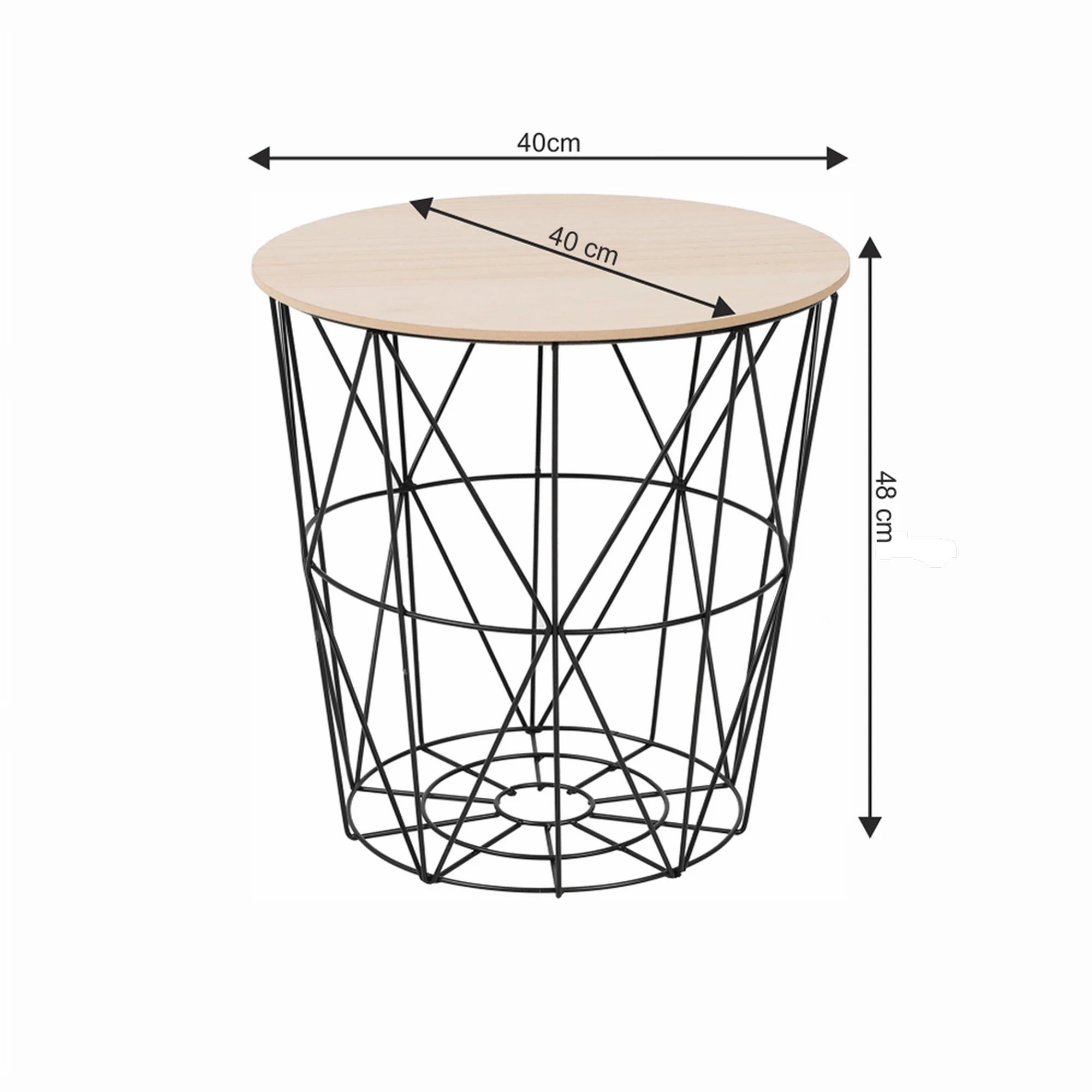 Masuta NANCER TYP 3, stejar deschis/negru, 40x40x48 cm