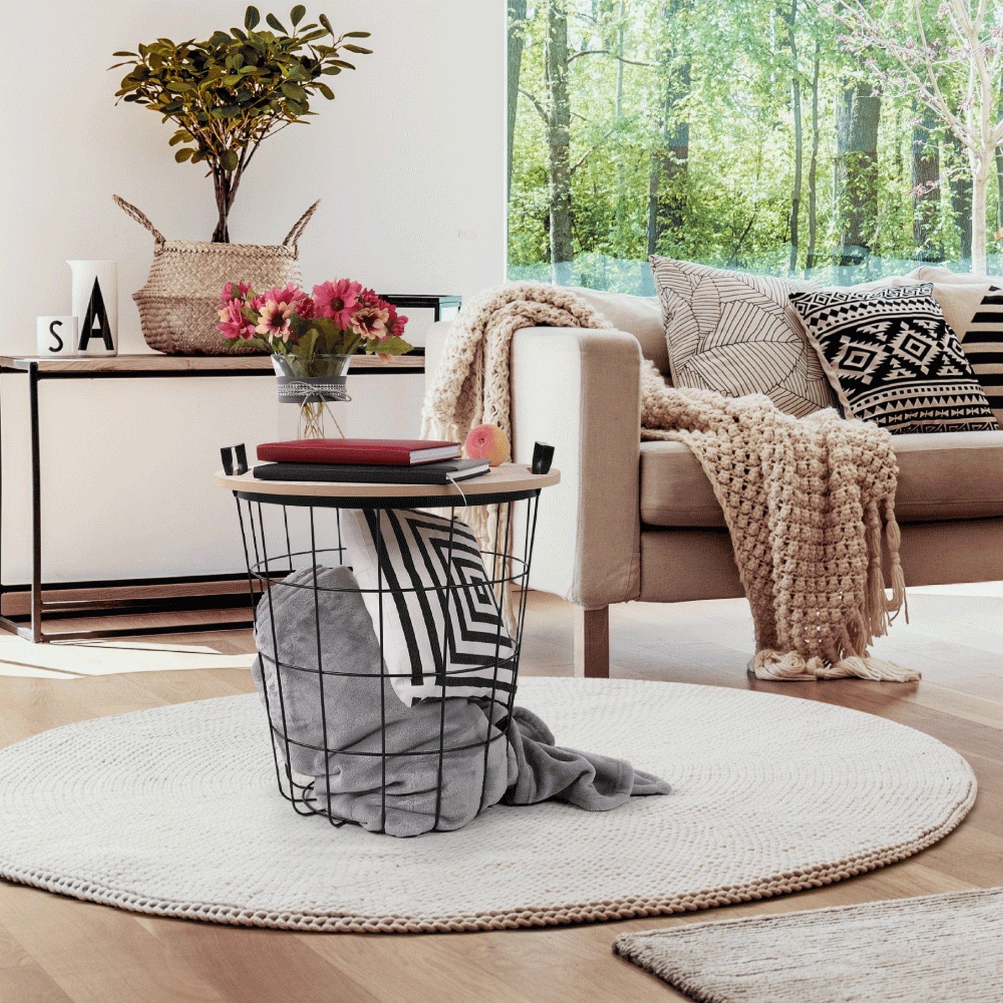 Masuta NANDO, maro deschis/negru, metal, 45x45x48 cm