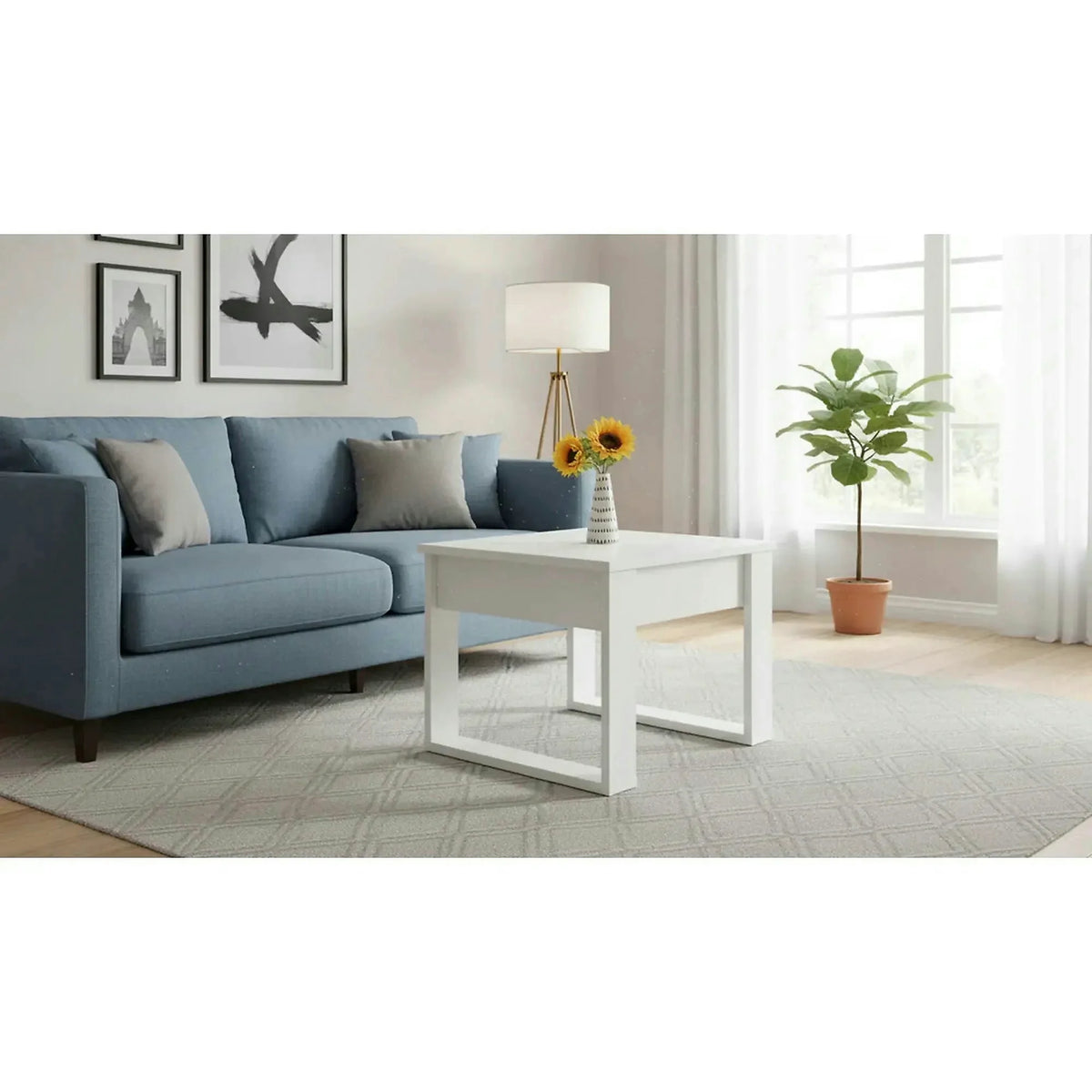 Masuta NEA KWADRAT, alb, PAL furniruit, 60x60x52 cm