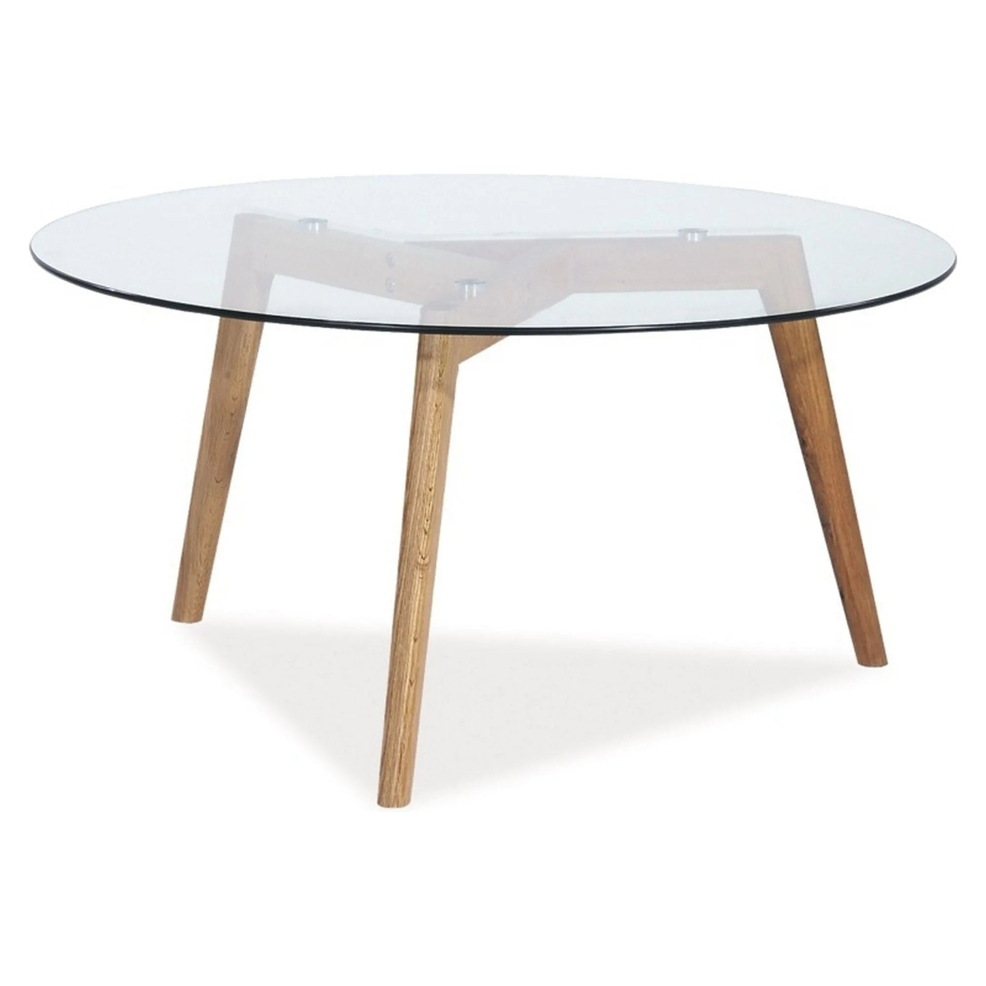 Masuta OSLO L2, transparent/stejar sonoma, sticla securizata/lemn, 80x45 cm