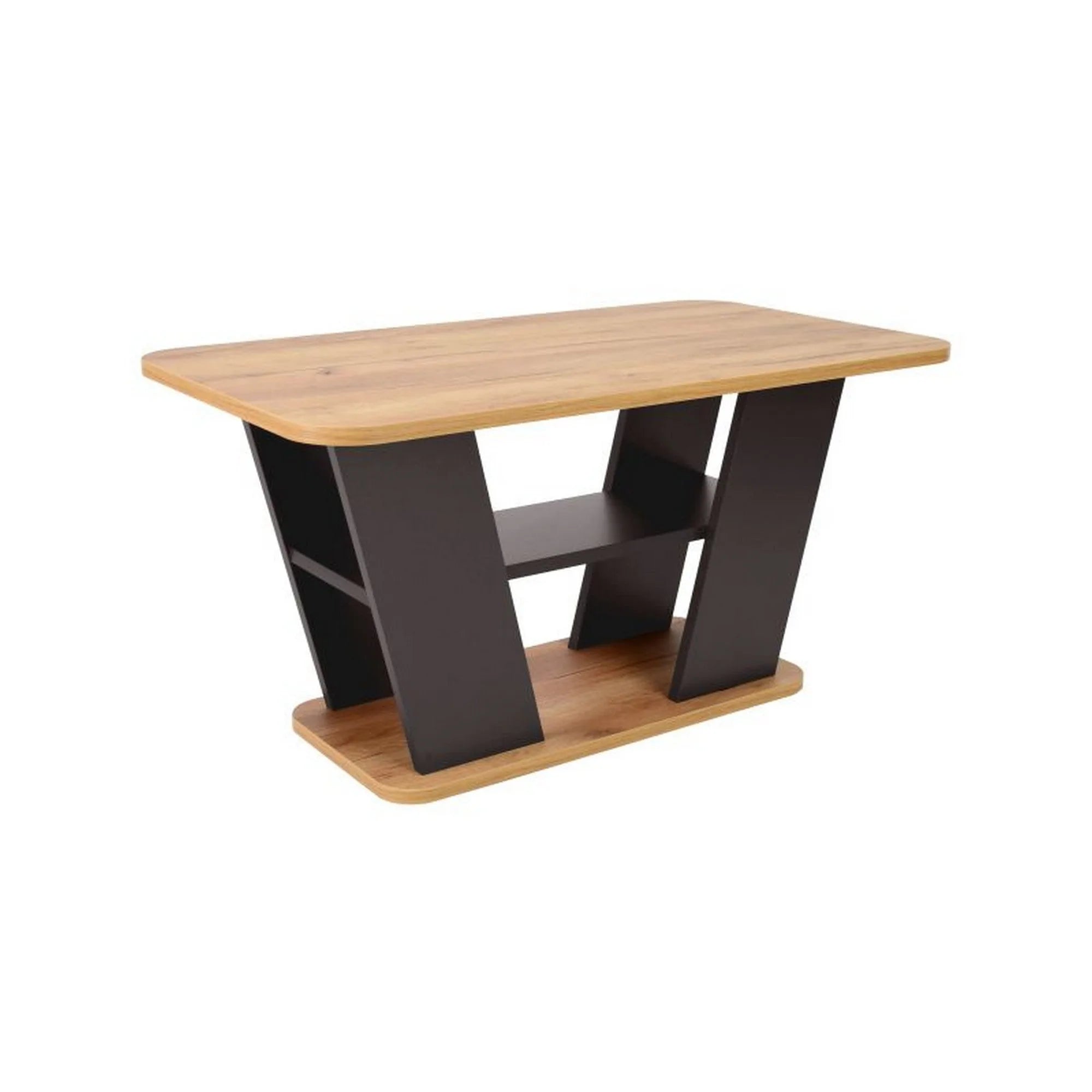 Masuta PLATON, stejar/negru, PAL laminat, 90x50x46 cm