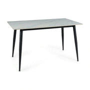 Masuta RION, alb cu efect de marmura/negru mat, ceramica/metal, 160x90X76 cm
