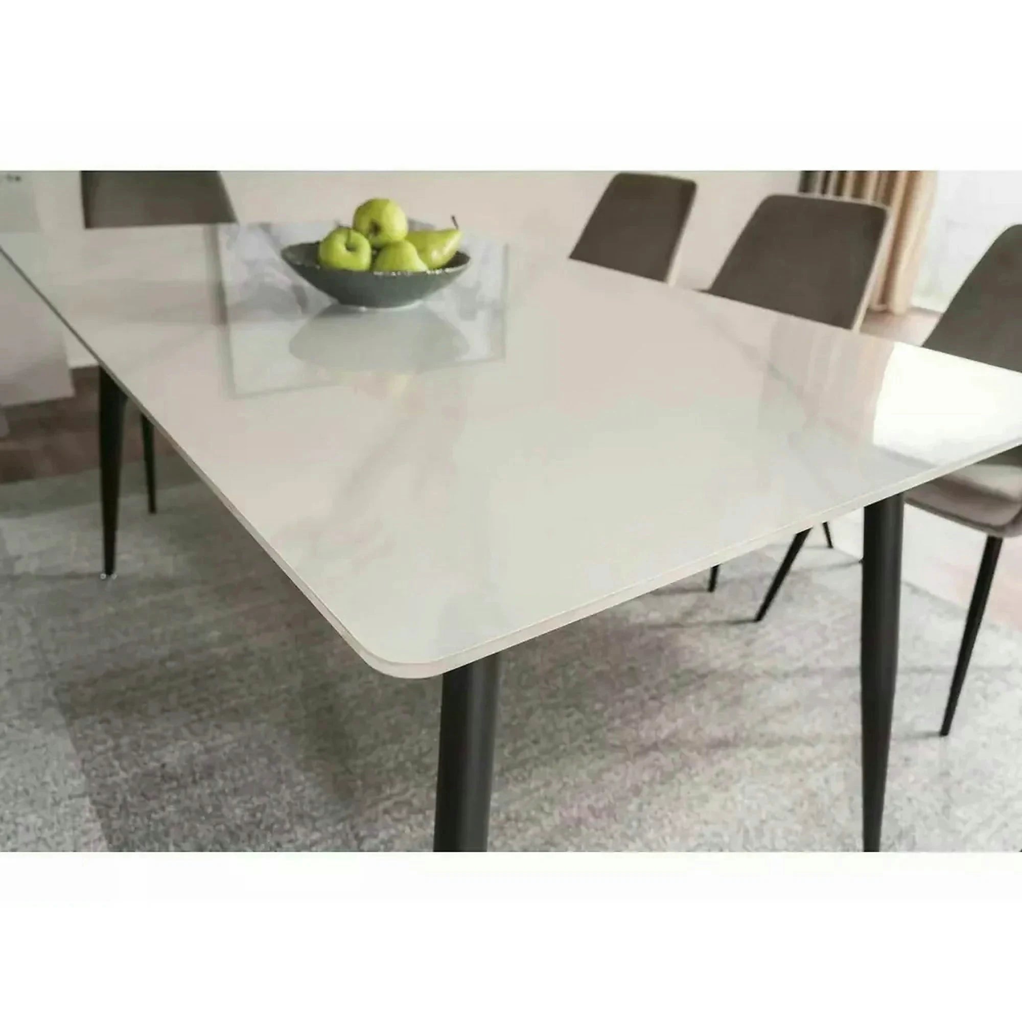 Masuta RION, alb cu efect de marmura/negru mat, ceramica/metal, 160x90X76 cm