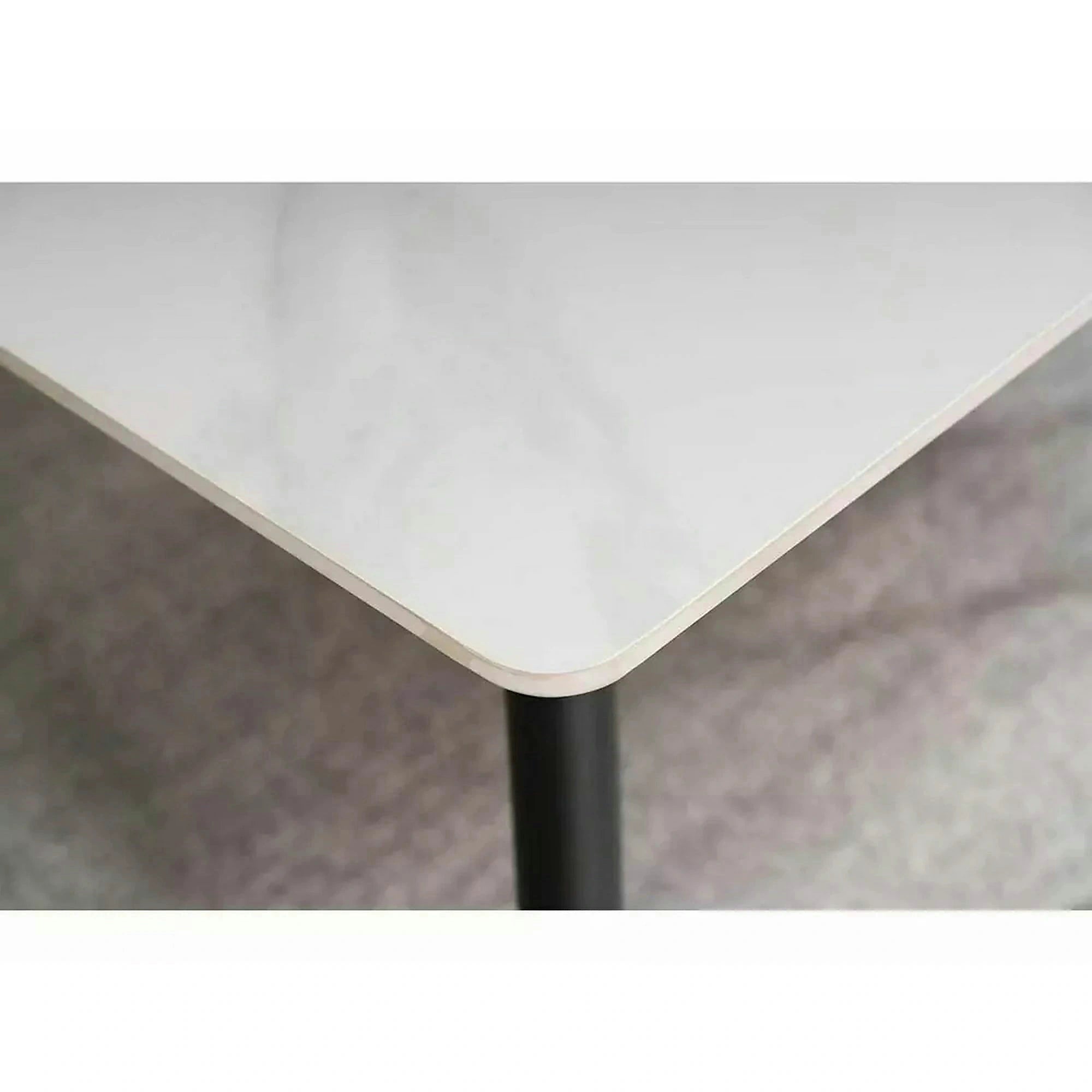 Masuta RION, alb cu efect de marmura/negru mat, ceramica/metal, 160x90X76 cm