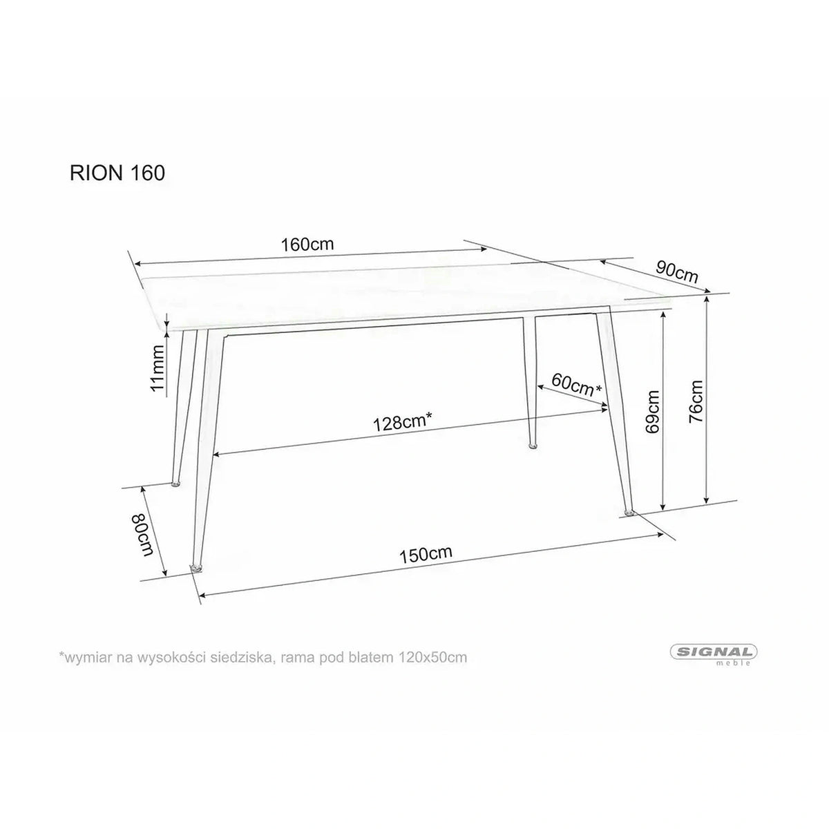 Masuta RION, alb cu efect de marmura/negru mat, ceramica/metal, 160x90X76 cm