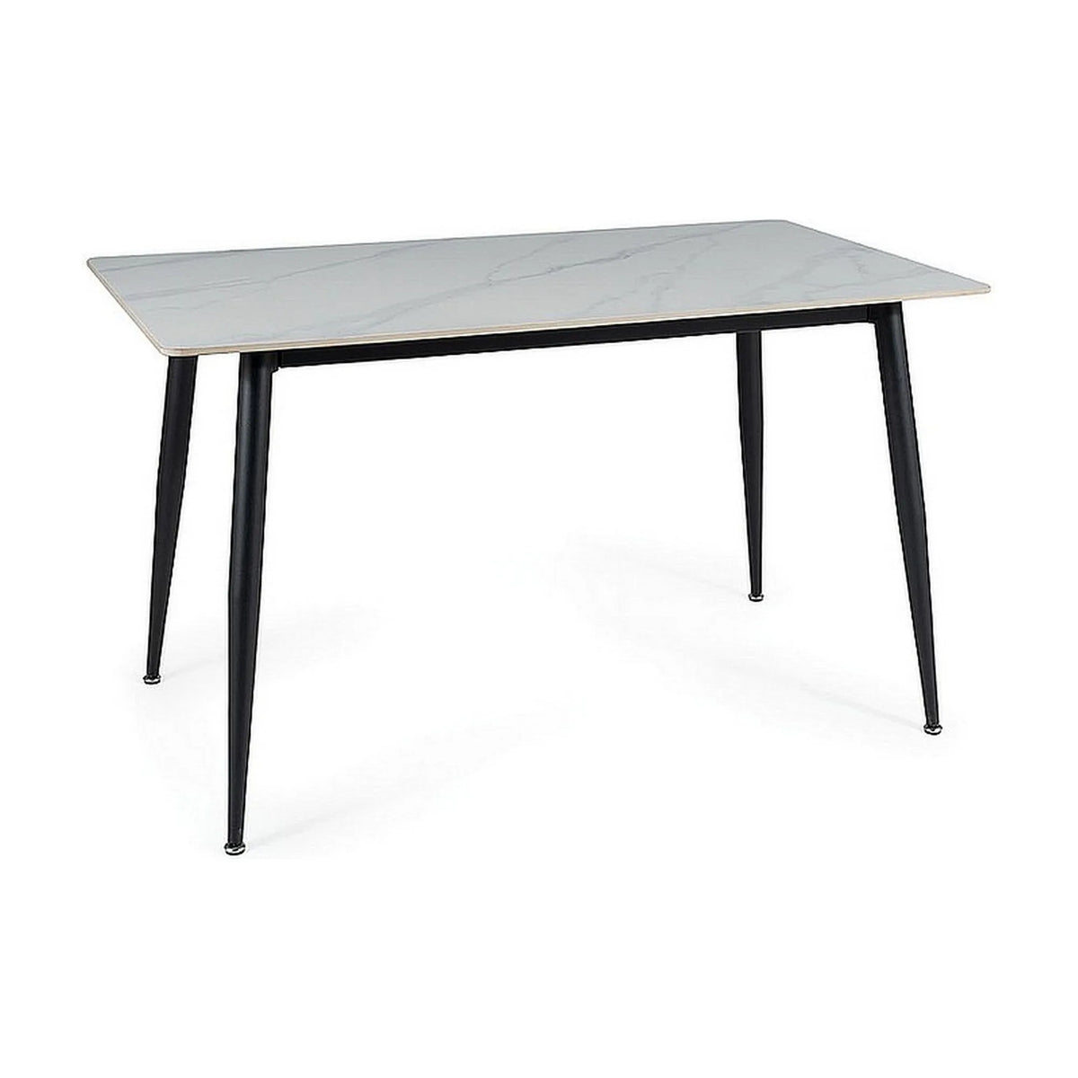 Masuta RION, alb cu efect de marmura/negru mat, ceramica/metal, 160x90X76 cm