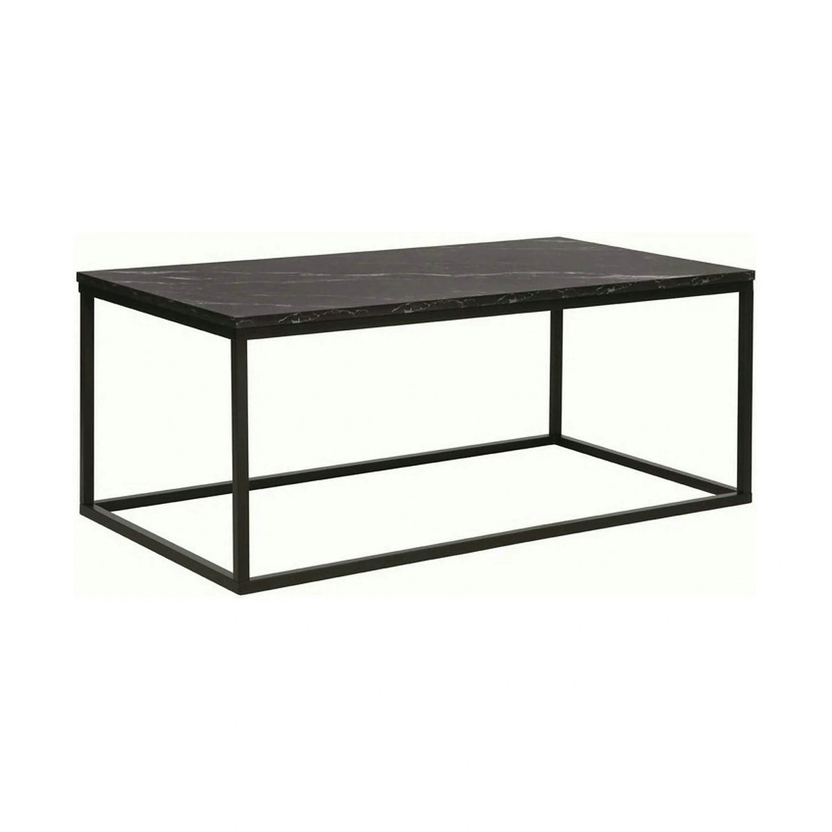Masuta ROSSI A, negru cu efect de marmura/negru, PAL melaminat/metal, 110x60x45 cm