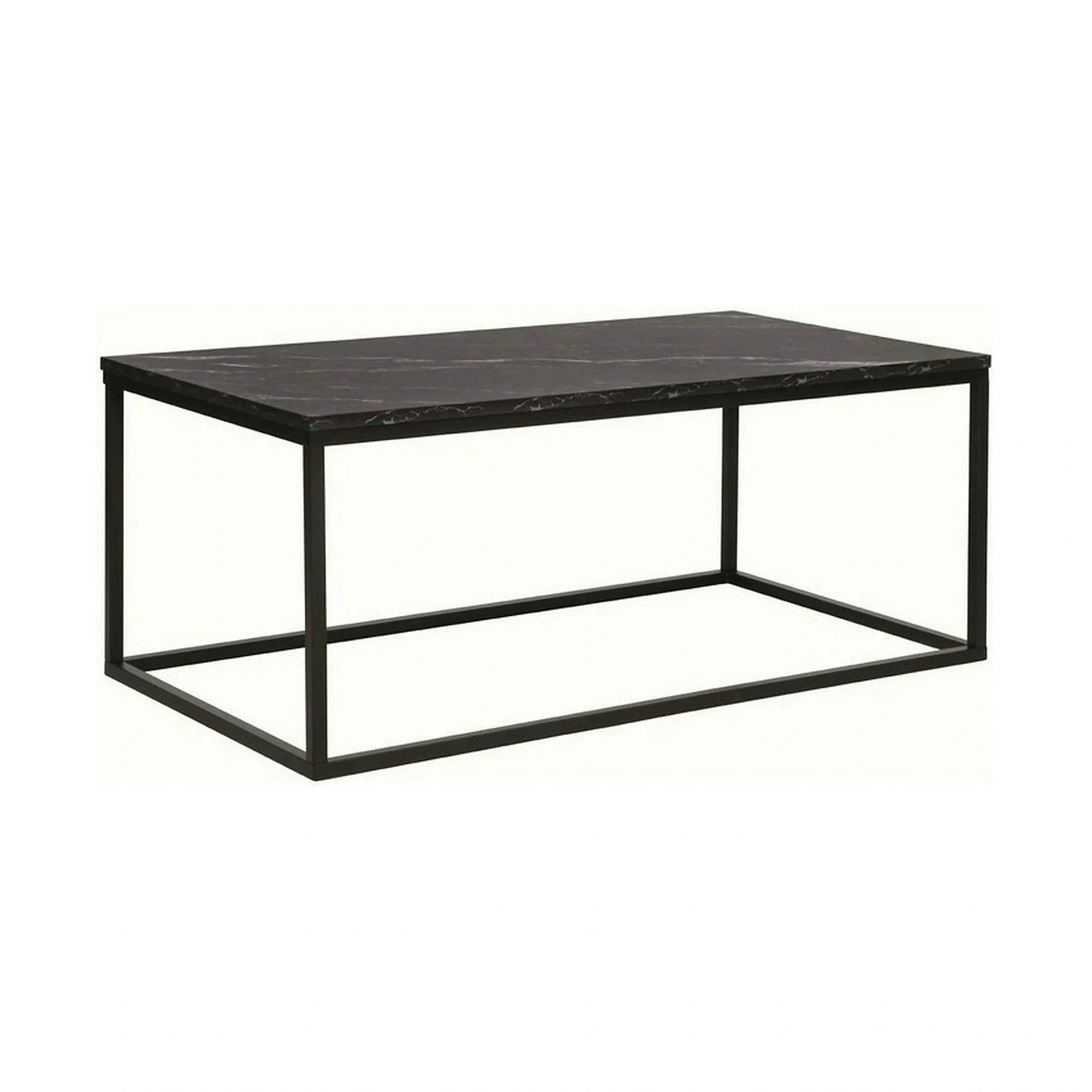 Masuta ROSSI A, negru cu efect de marmura/negru, PAL melaminat/metal, 110x60x45 cm