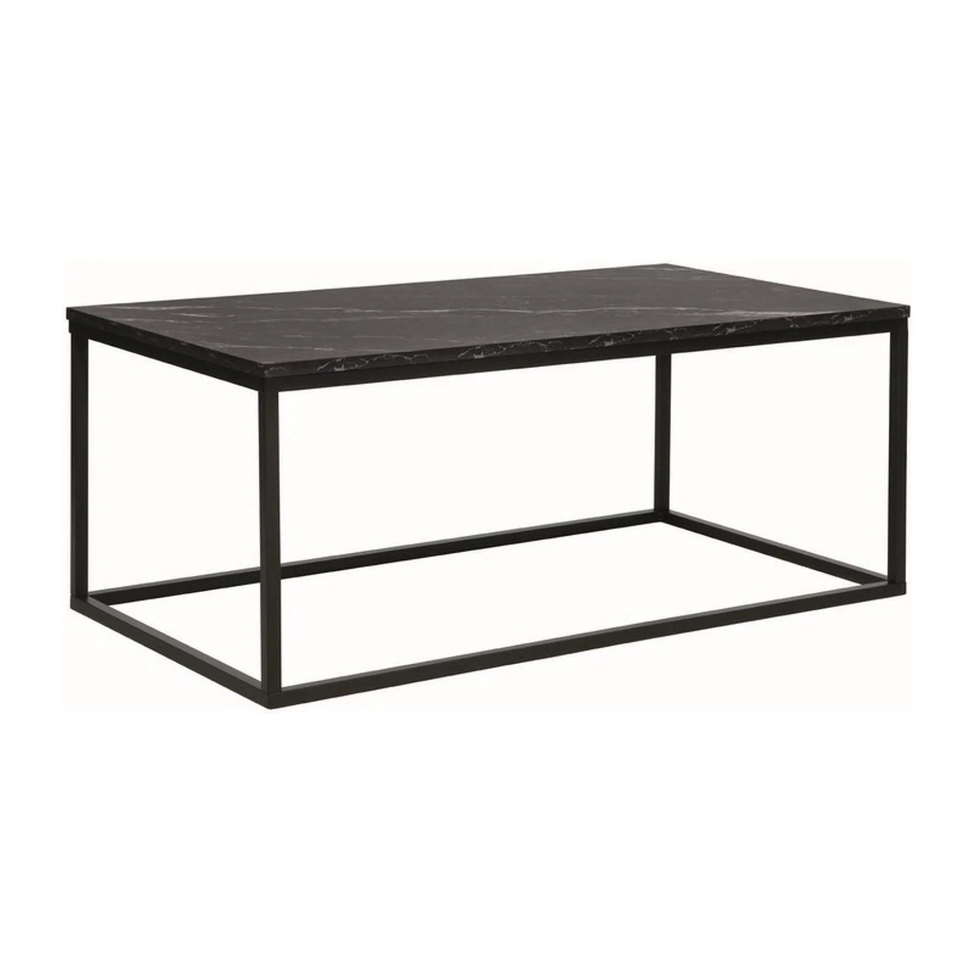 Masuta ROSSI A, negru cu efect de marmura/negru, PAL melaminat/metal, 110x60x45 cm