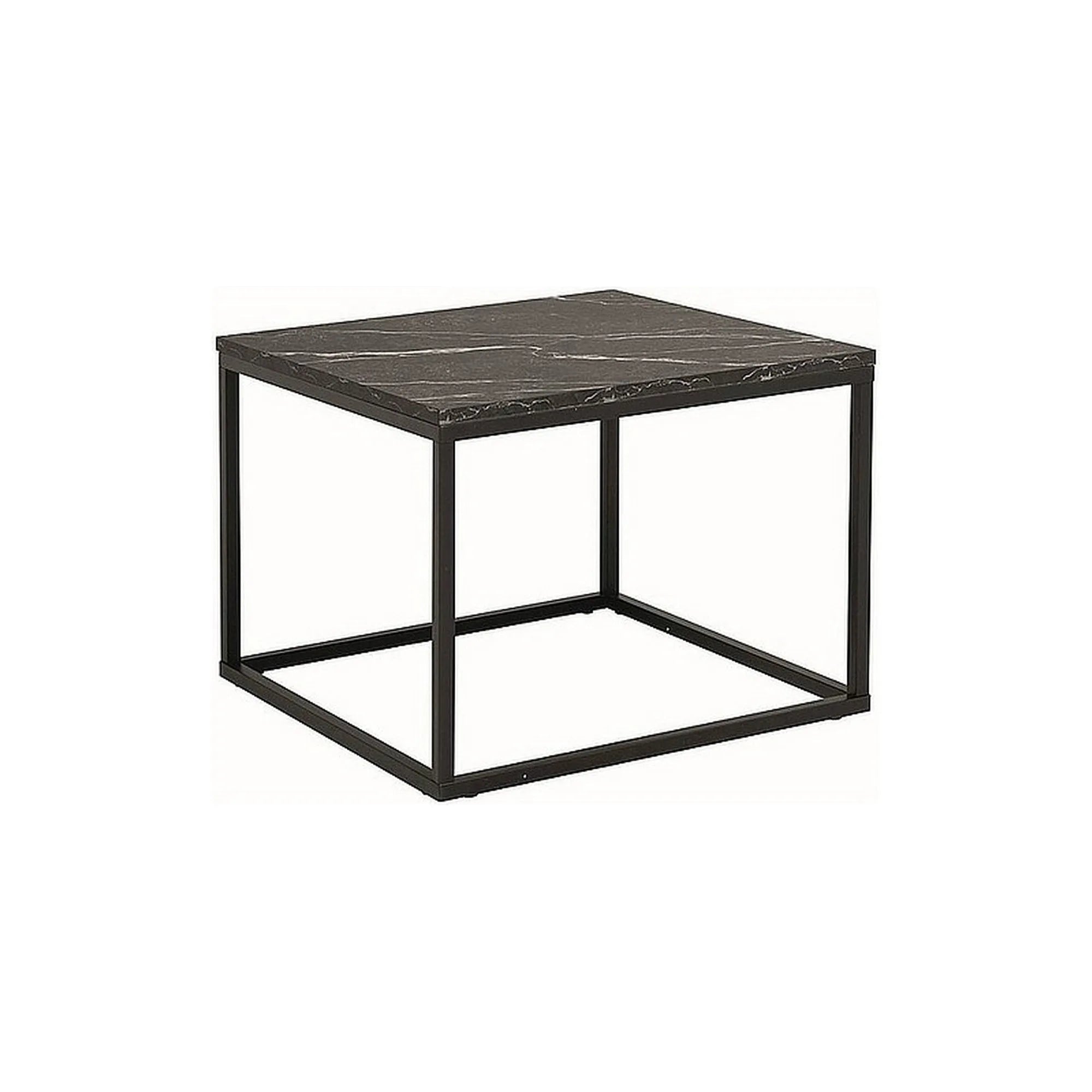 Masuta ROSSI B, negru cu efect de marmura/negru, PAL melaminat/metal, 60x45 cm