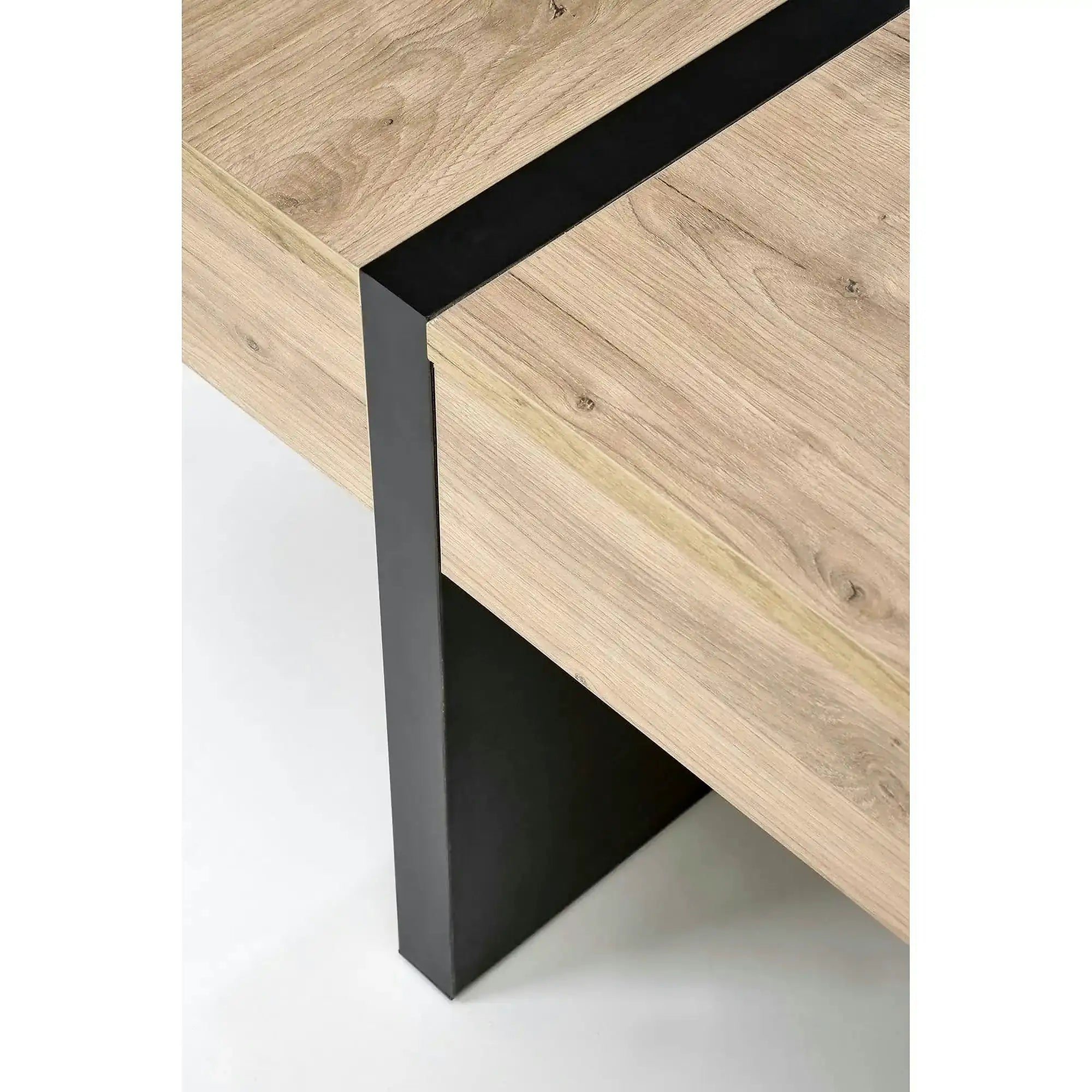 Masuta SEVILLA S, stejar/negru, PAL laminat, 80x80x47 cm