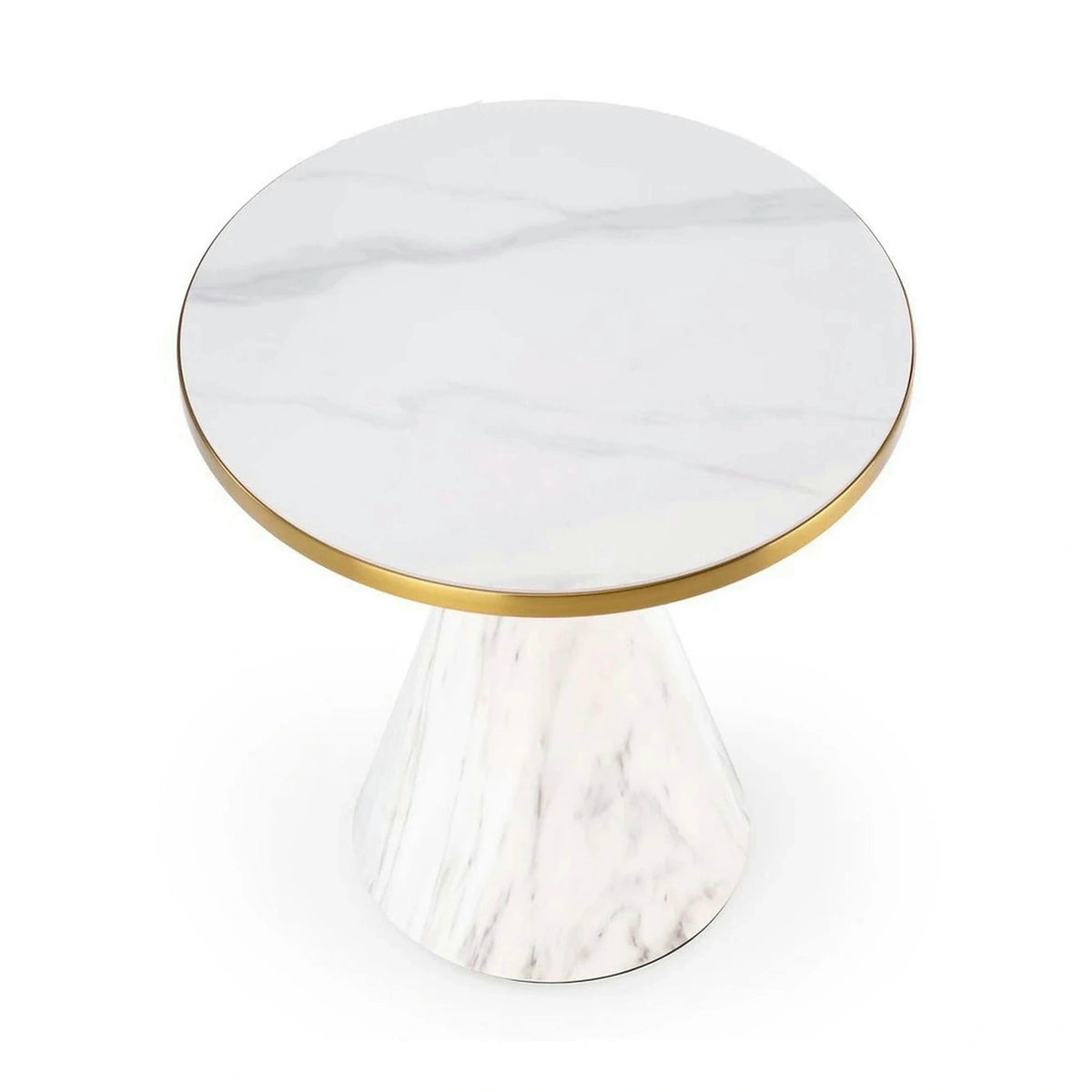Masuta TALBI, alb/auriu, ceramica/metal, 50x50x52 cm
