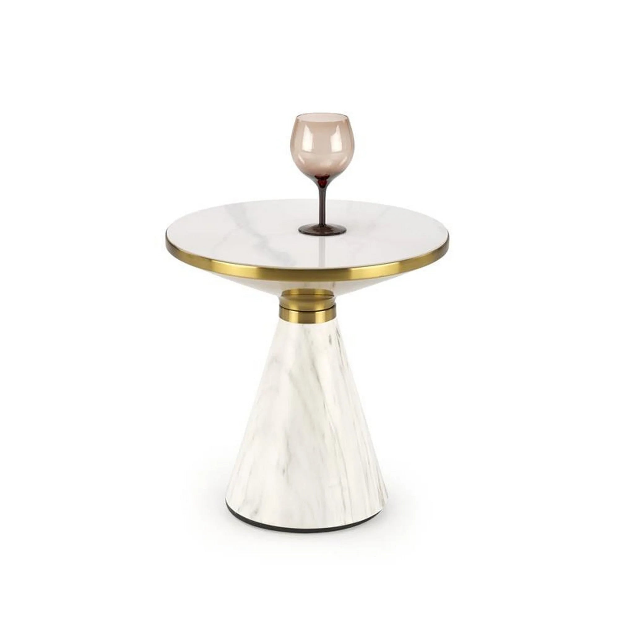 Masuta TALBI, alb/auriu, ceramica/metal, 50x50x52 cm