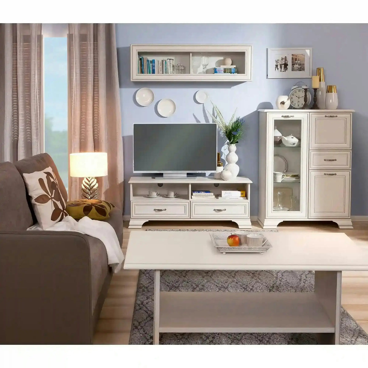 Masuta TIFFANY, alb vintage, PAL laminat, 110x60x50 cm