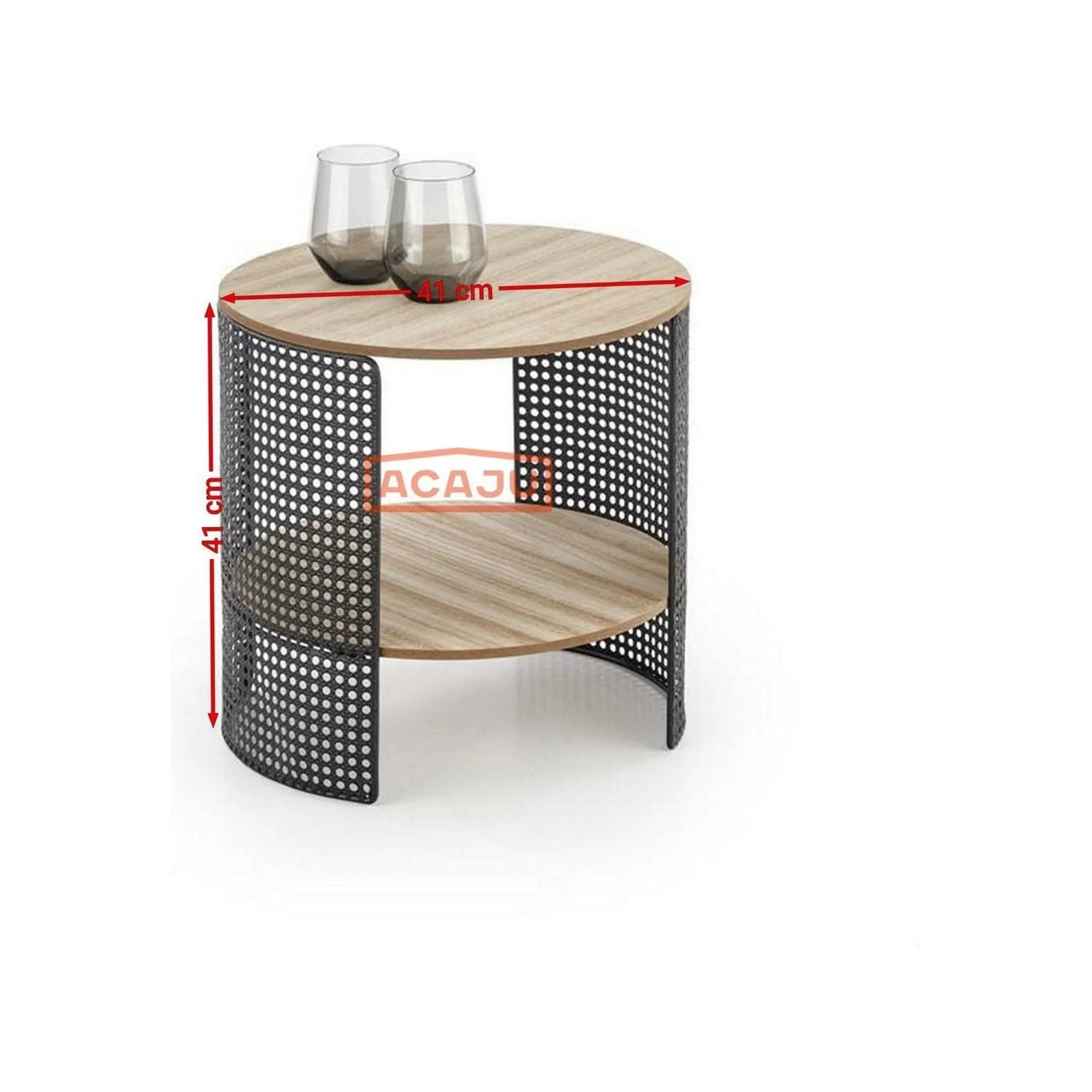 Masuta TRAFICA, stejar natural/negru, 41x41x41 cm