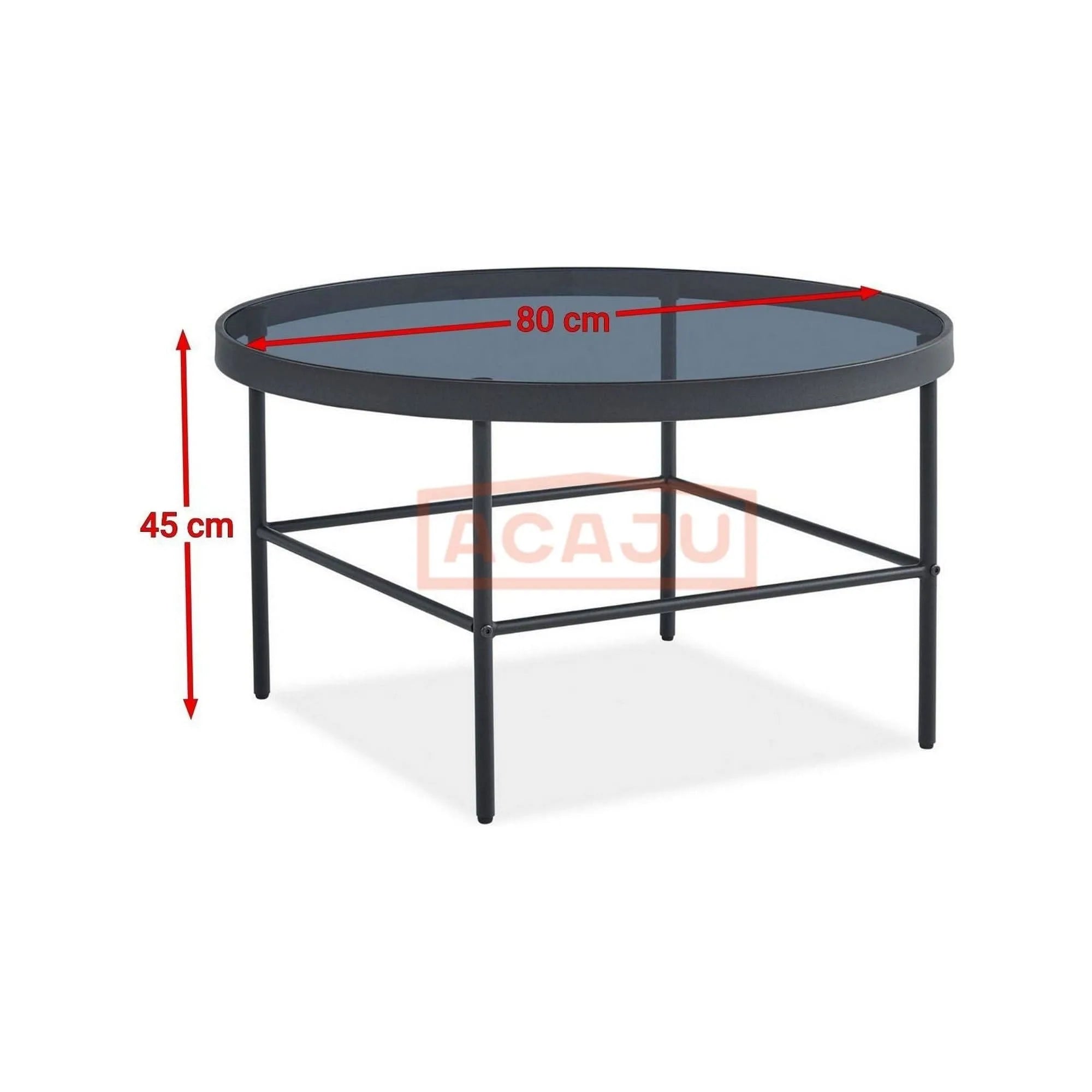 Masuta VANESSA, negru, sticla/metal, 80x80x45 cm