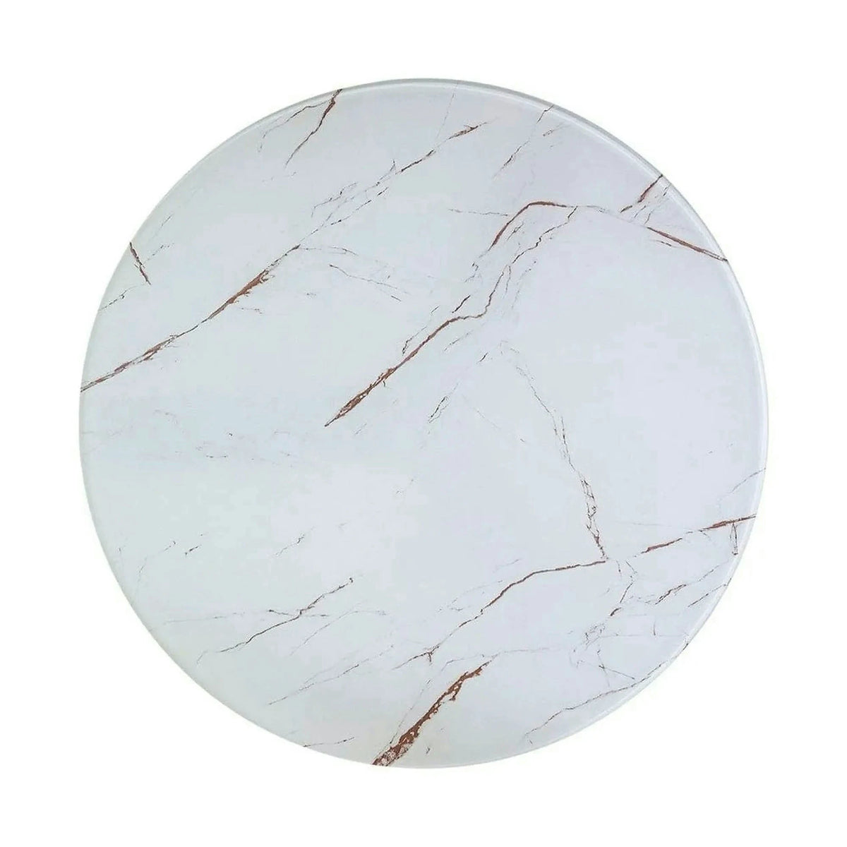 Masuta VEGA B, alb cu efect de marmura/negru/auriu, sticla/metal, 80x80x45 cm