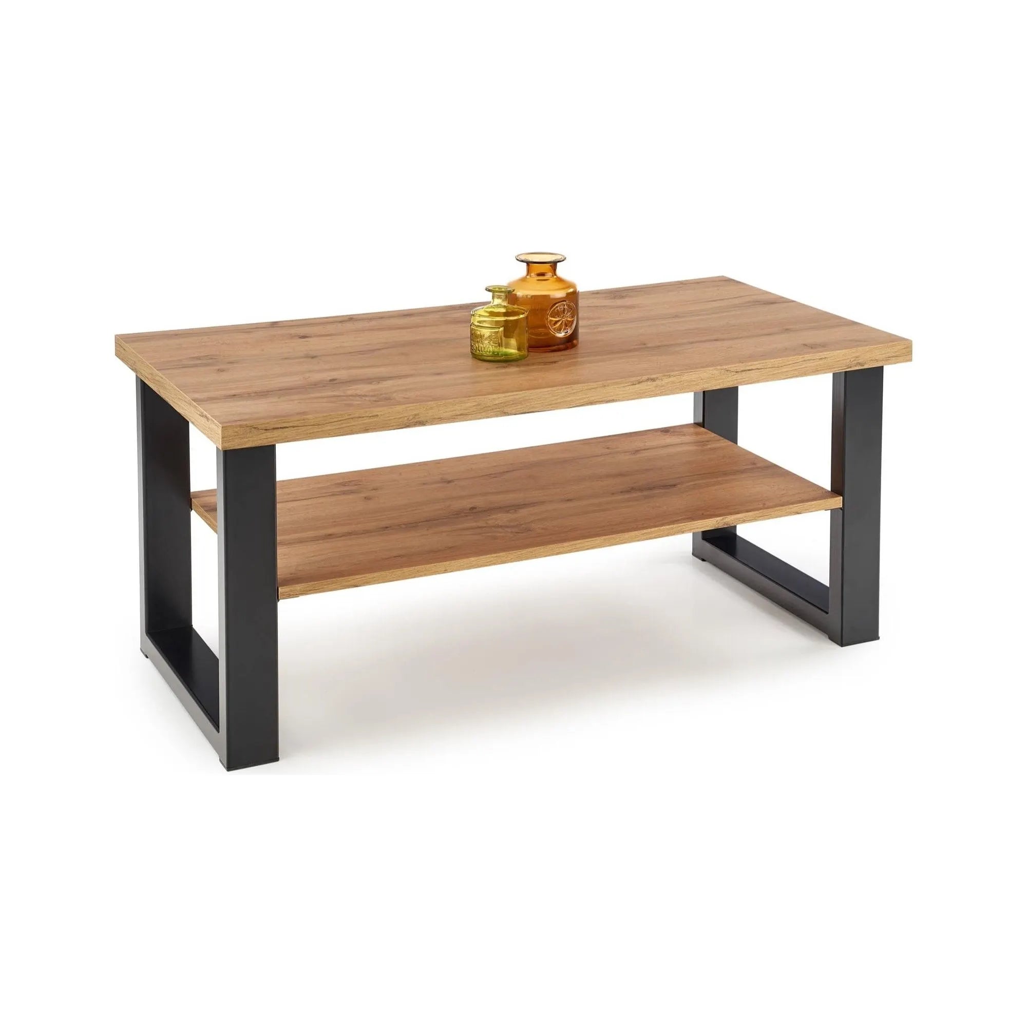 Masuta VENOM U, stejar/negru, furnir/metal, 120x60x50 cm