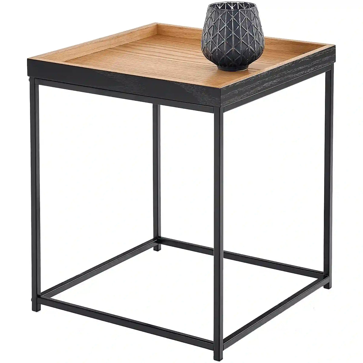 Masuta YAVA, stejar natural/negru, 42x42x49 cm