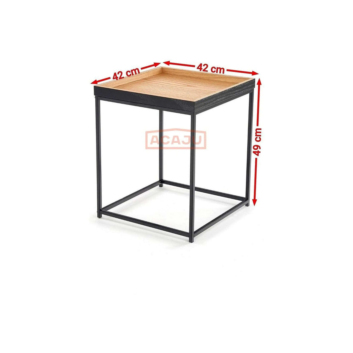 Masuta YAVA, stejar natural/negru, 42x42x49 cm