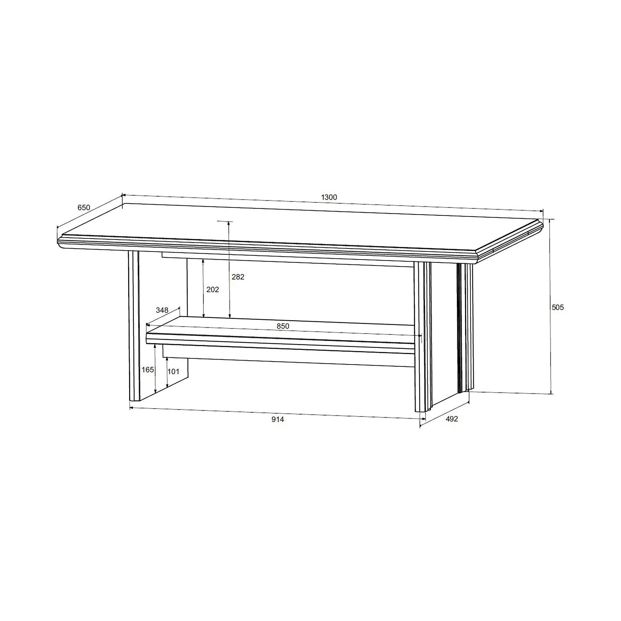 Masute cafea vintage IDENTO, alb, PAL, 130x65x51 cm