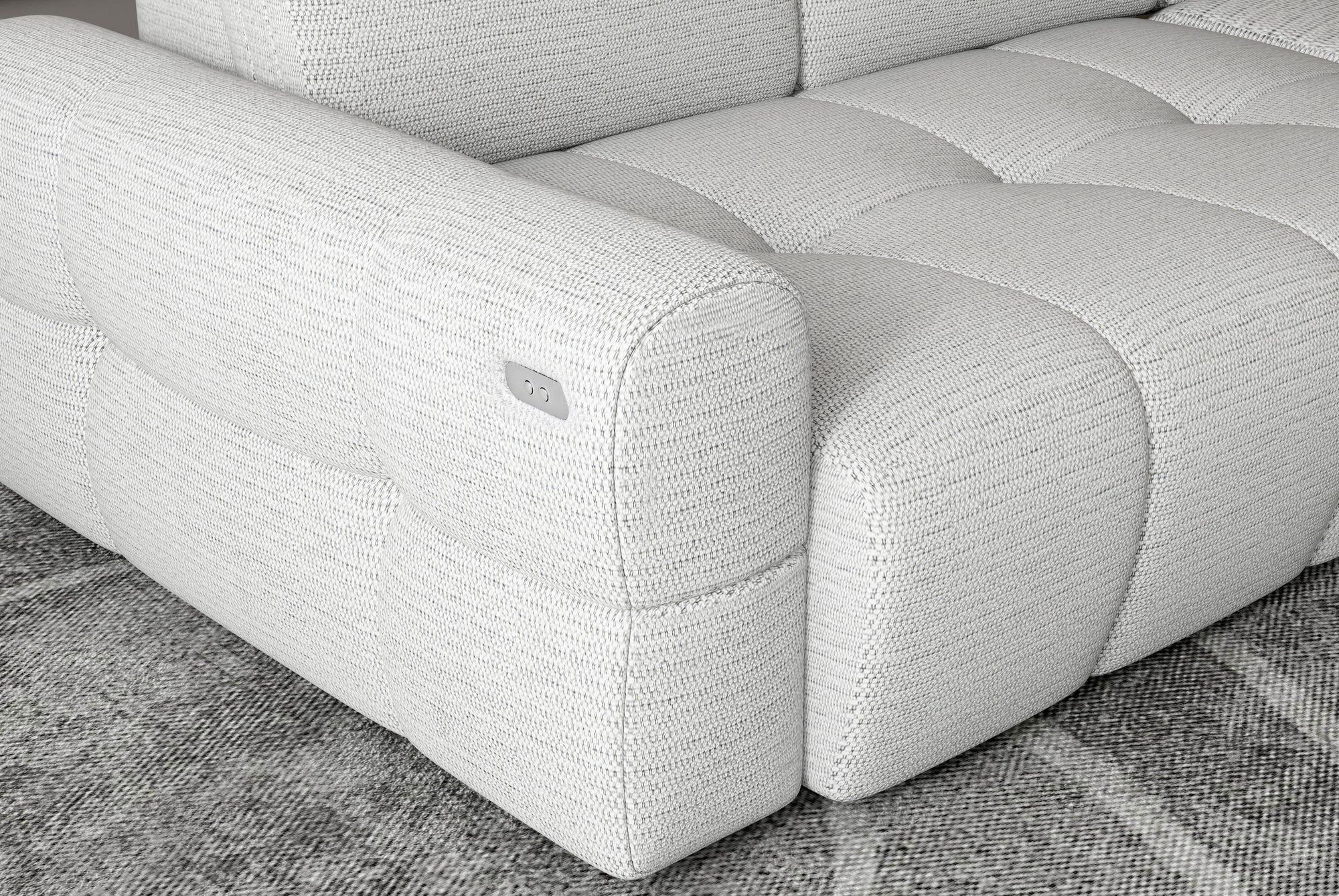 Coltar extensibil MATEO S, personalizabil materiale Gama Premium, cu lada depozitare si tetiere reglabile, 273x183x99 cm