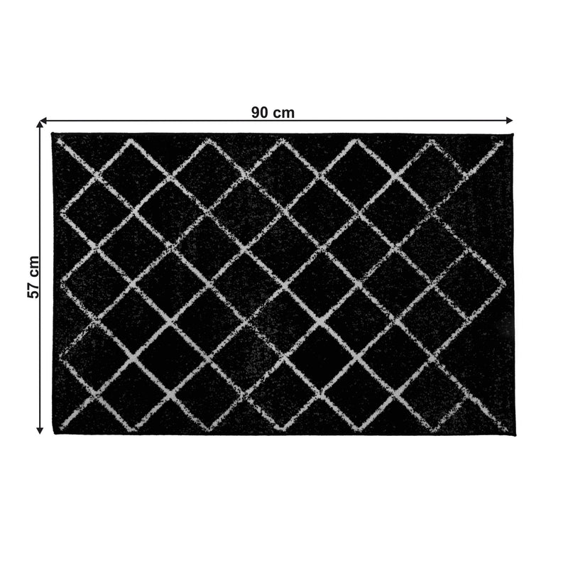 Covor MATES TYP 1, 57x90 cm, forma dreptunghiulara, polipropilena, negru/alb