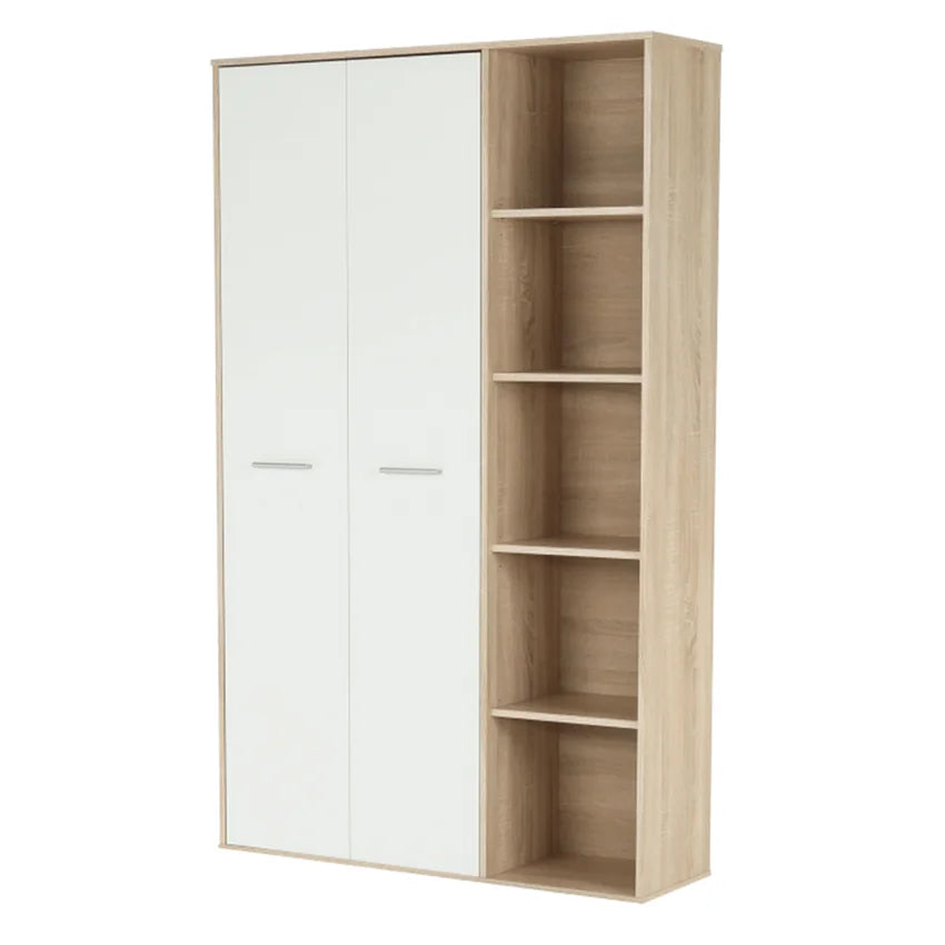 Dulap MAURUS NEW MA52, stejar sonoma/alb, PAL melaminat, cu 2 usi, 111x34x181 cm