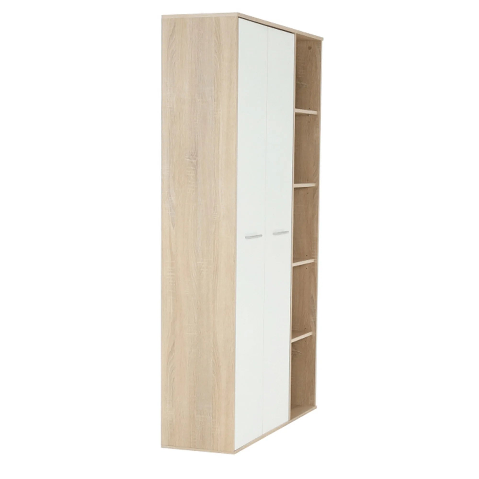 Dulap MAURUS NEW MA52, stejar sonoma/alb, PAL melaminat, cu 2 usi, 111x34x181 cm