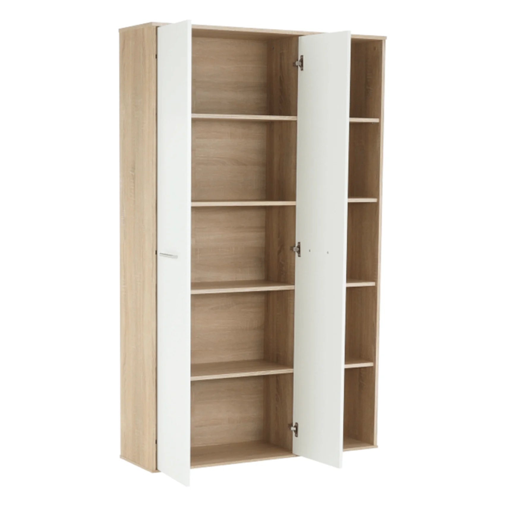 Dulap MAURUS NEW MA52, stejar sonoma/alb, PAL melaminat, cu 2 usi, 111x34x181 cm