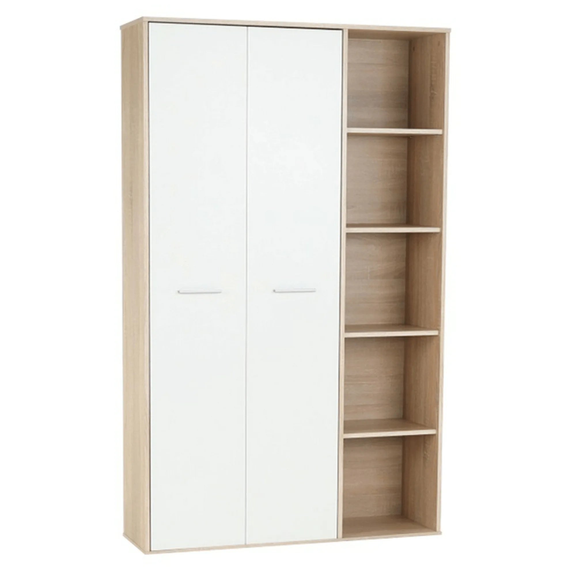 Dulap MAURUS NEW MA52, stejar sonoma/alb, PAL melaminat, cu 2 usi, 111x34x181 cm