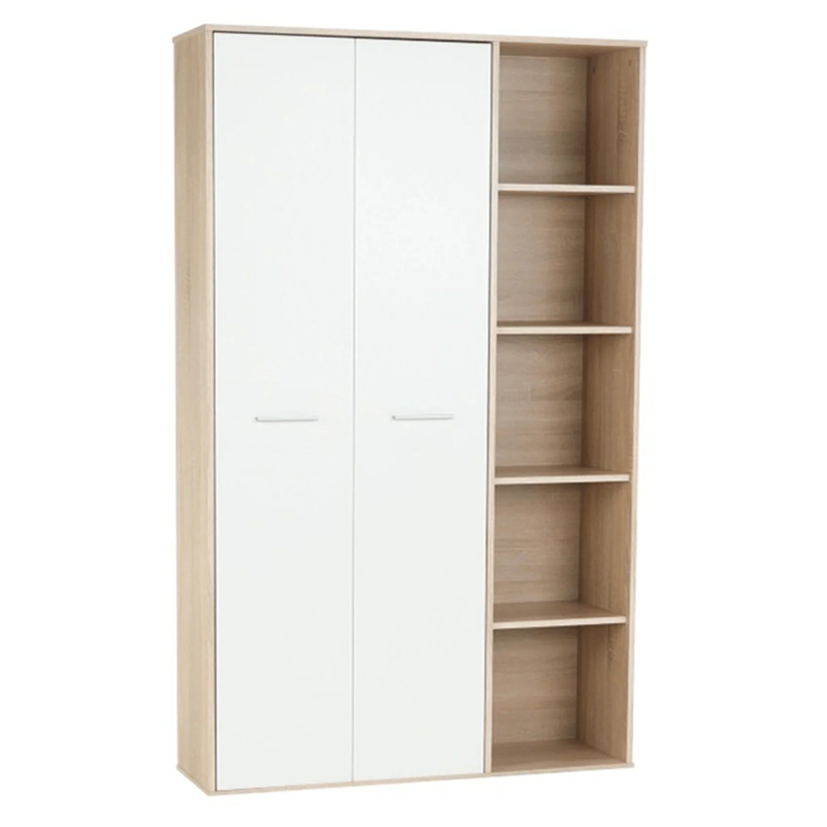 Dulap MAURUS NEW MA52, stejar sonoma/alb, PAL melaminat, cu 2 usi, 111x34x181 cm