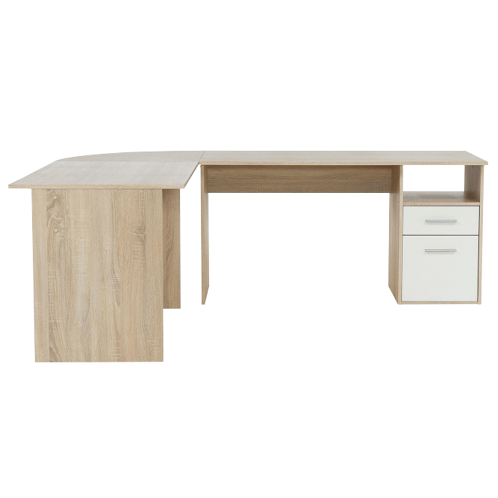Birou de colt MAURUS NEW MA11, stejar sonoma/alb, PAL melaminat, 176/203x67x70 cm