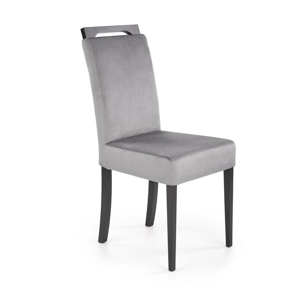 Scaun CLARION 2, gri/negru, stofa catifelata/lemn, 42x58x97 cm