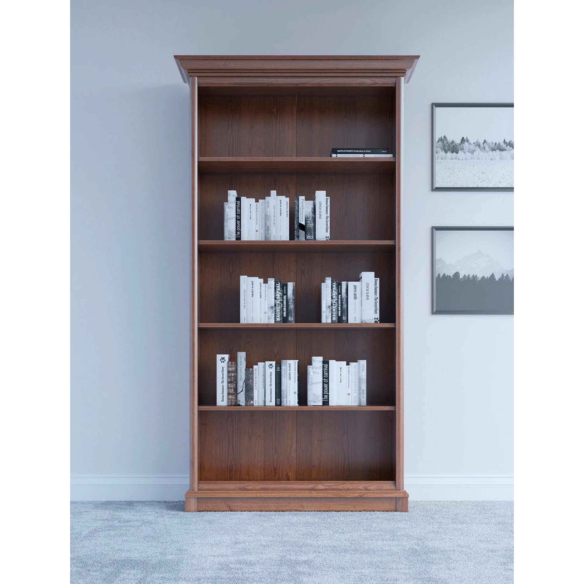 Biblioteca clasica living KENT, castan, PAL, 110x43x205 cm