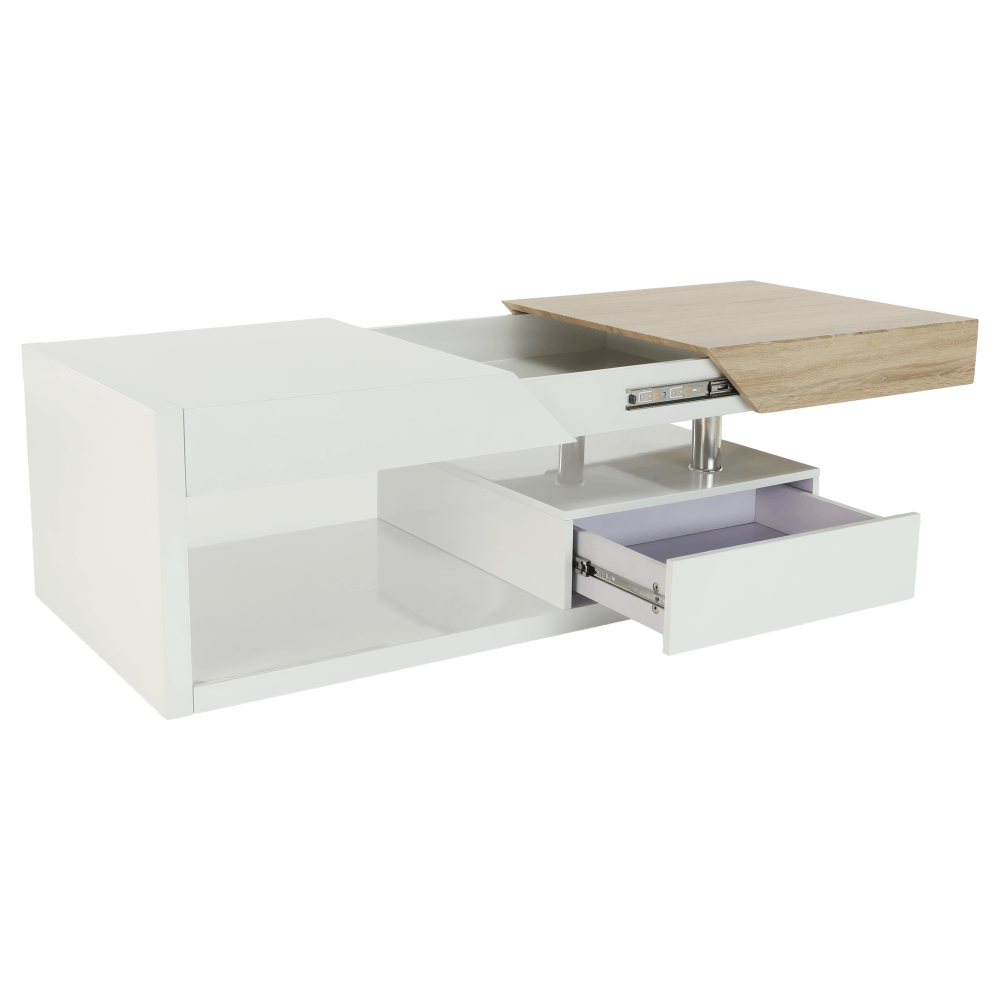 Masuta cafea MELIDA, alb/stejar sonoma, 120x60x43 cm