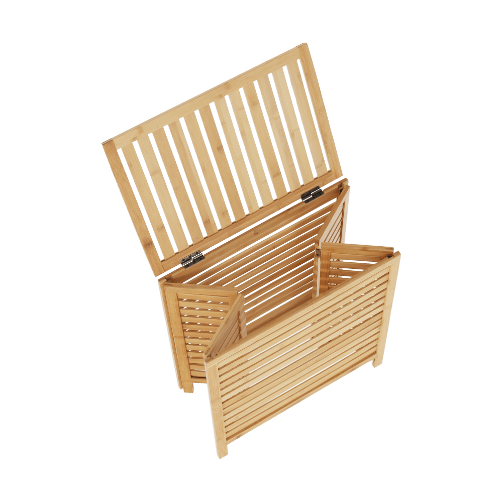 Cos de rufe MENORK, stejar, bambus/material textil, 50x35x60 cm