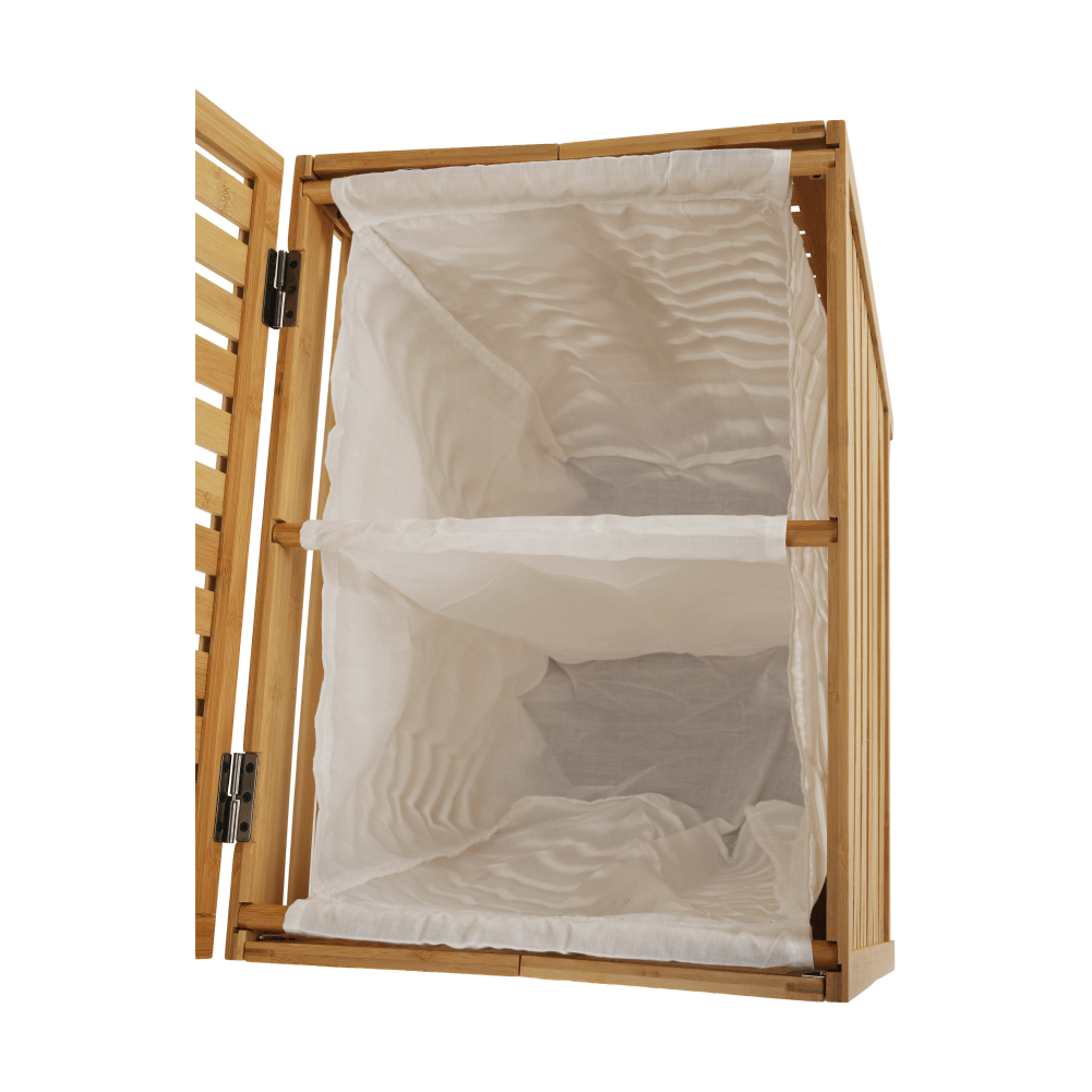 Cos de rufe MENORK, stejar, bambus/material textil, 50x35x60 cm