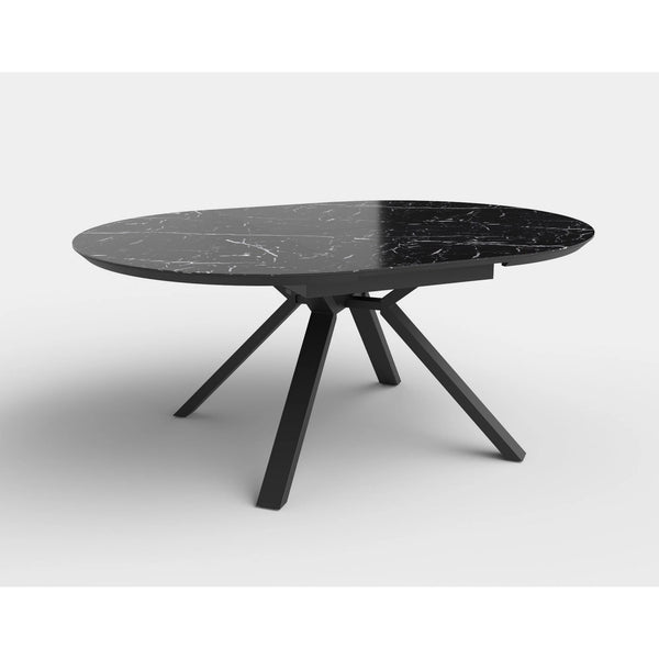 Masa extensibila VERTIGO, negru, sticla securizata/otel, 130/180x130x76 cm