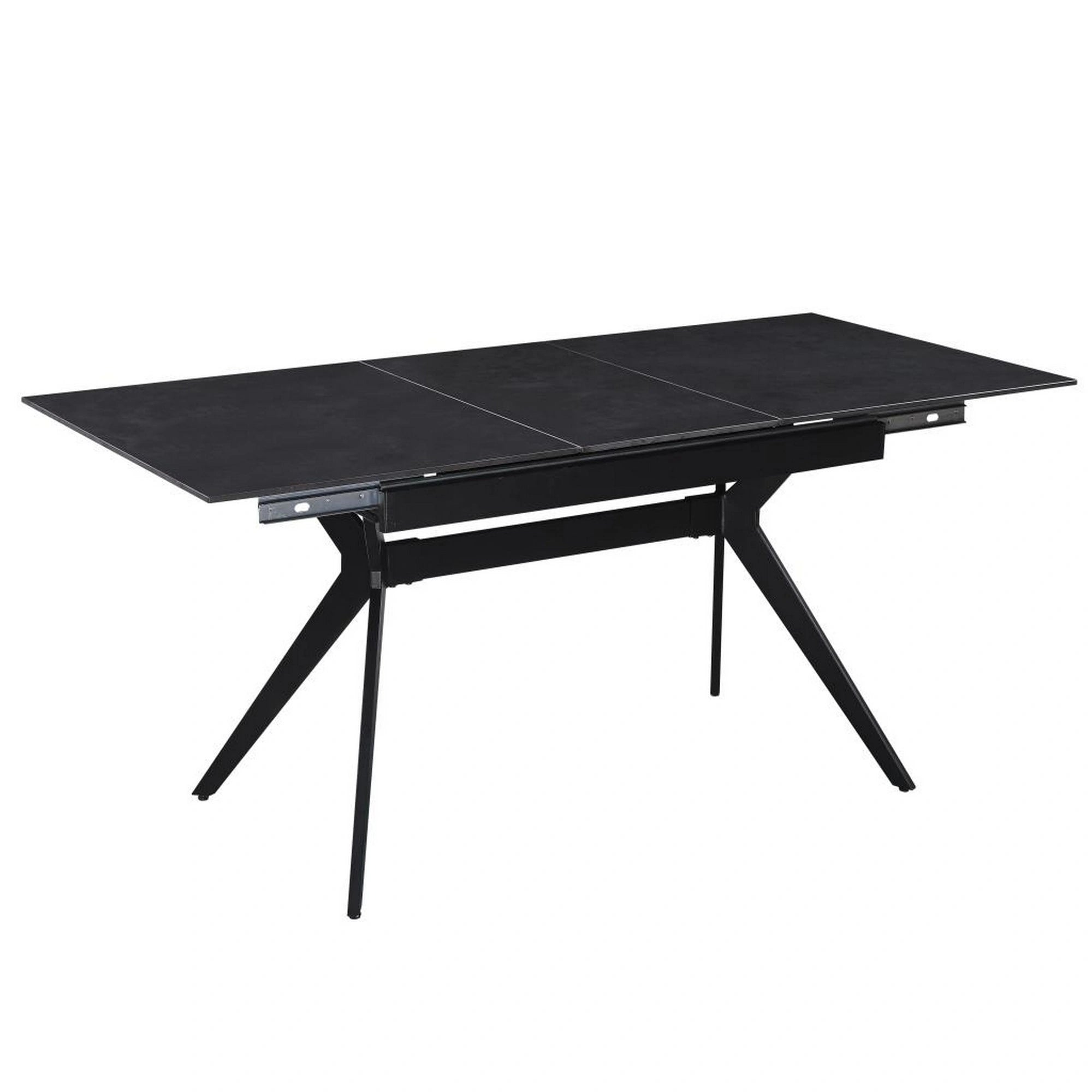 Masa extensibila MILS, gri inchis/negru, ceramica/metal, 130/170x80x76 cm